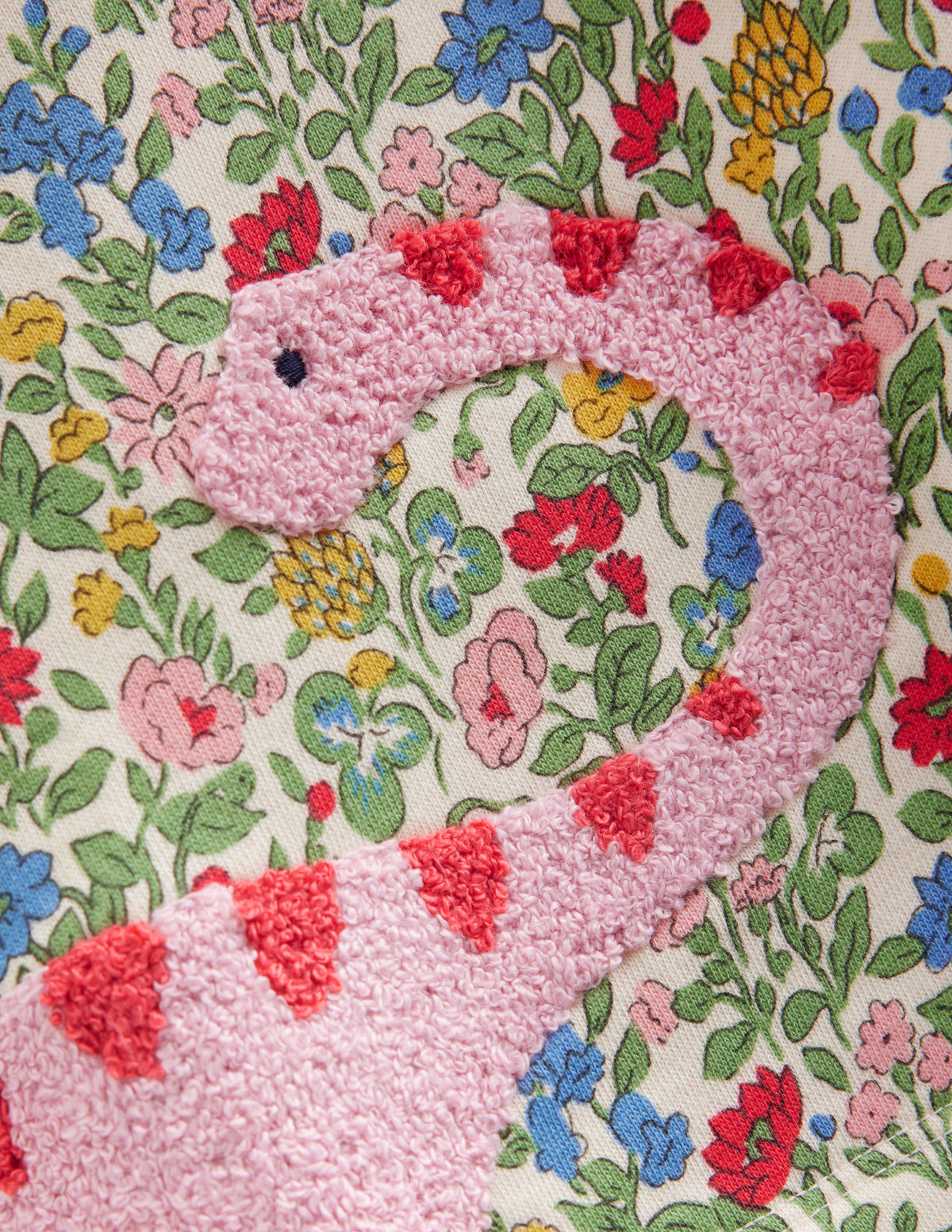 Ida Sweatshirt Appliqué Dress-Multi Meadow Floral Dinosaurs - Image 3