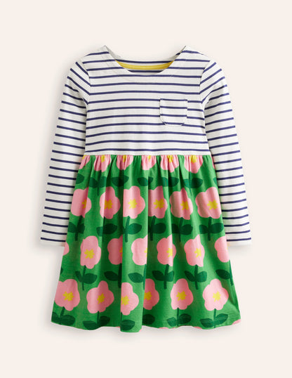 Hotchpotch Jersey Dress-Rich Emerald Cut Out Flower-1