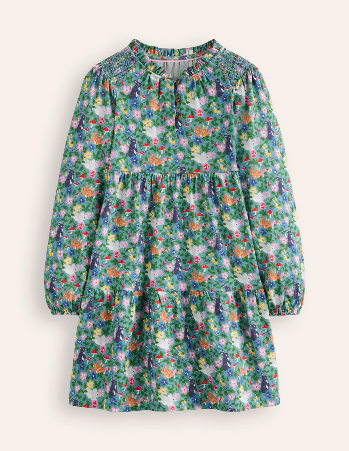 Tiered Jersey Dress-Brook Blue Bunny Field-1