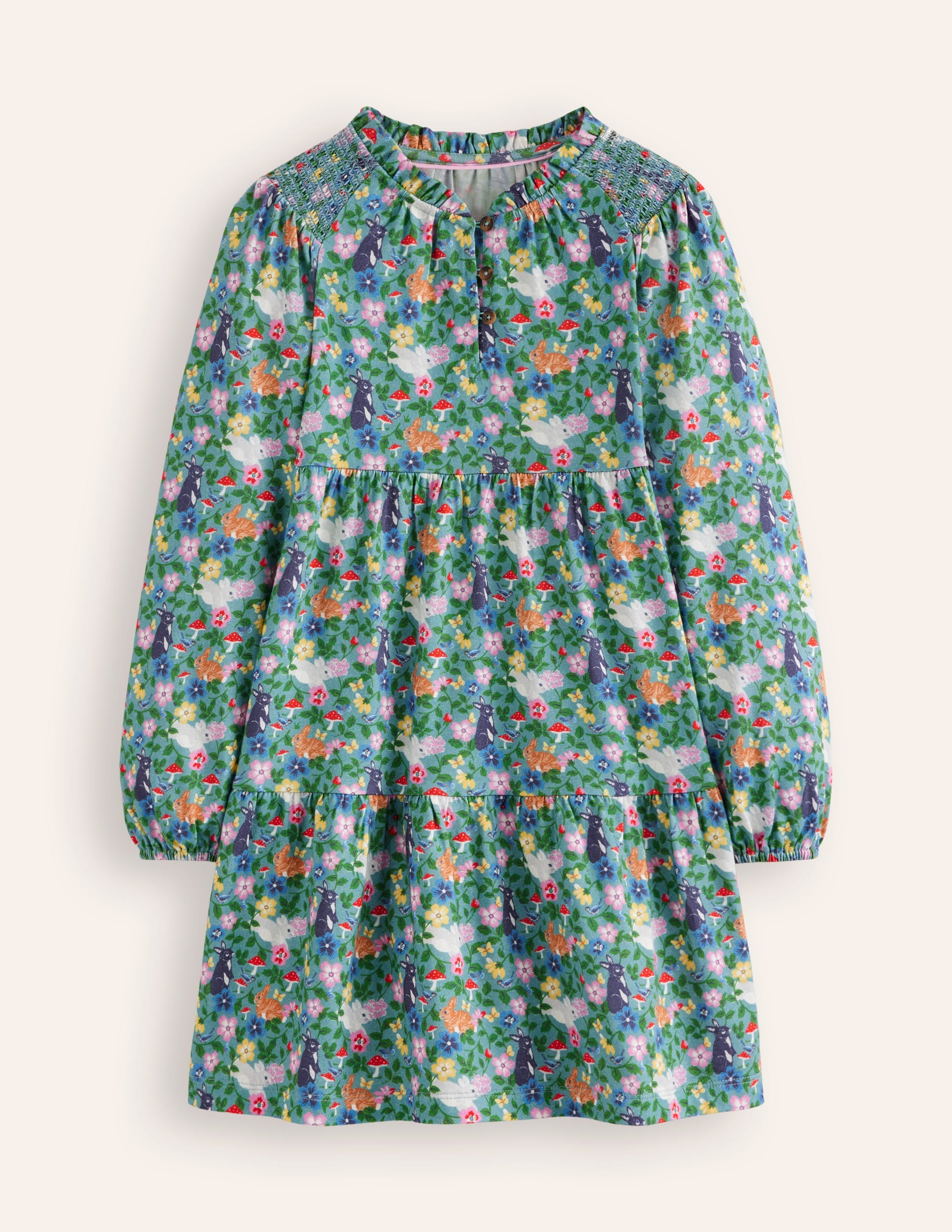 Tiered Jersey Dress-Brook Blue Bunny Field - Image 1