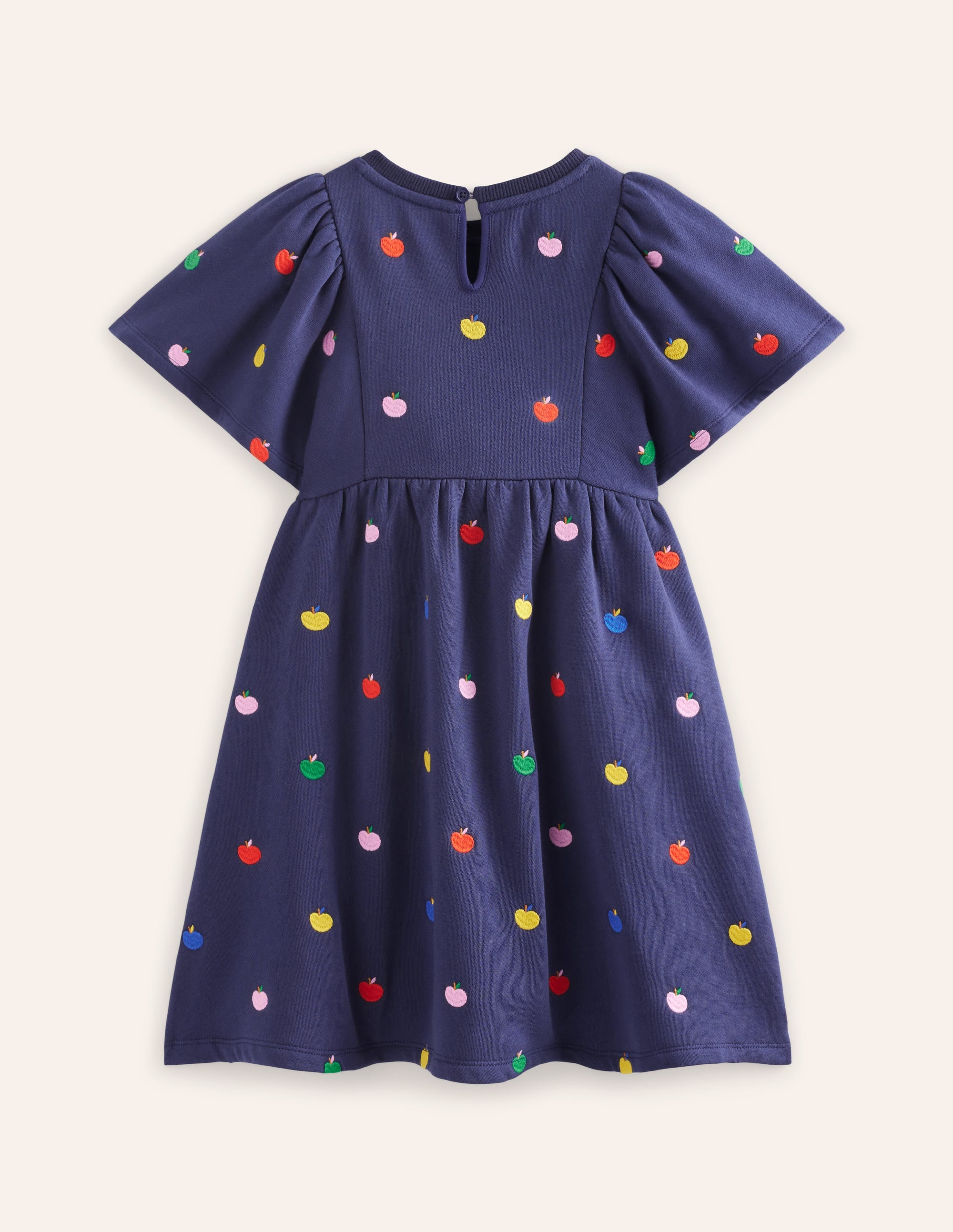 Embroidered Cosy Sweat Dress-College Navy Rainbow Apples - Image 5