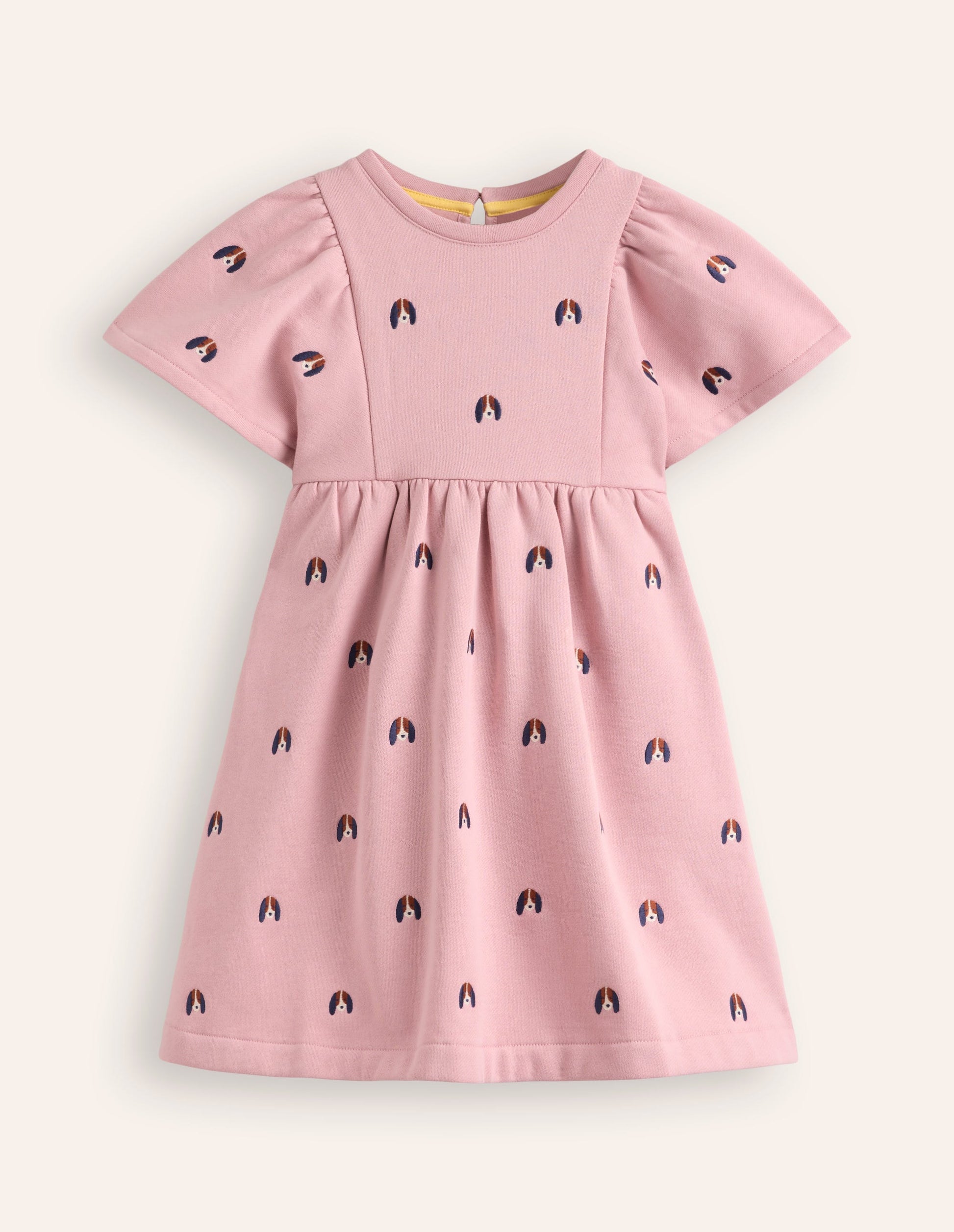 Embroidered Cosy Sweat Dress-Vintage Pink Pups-5