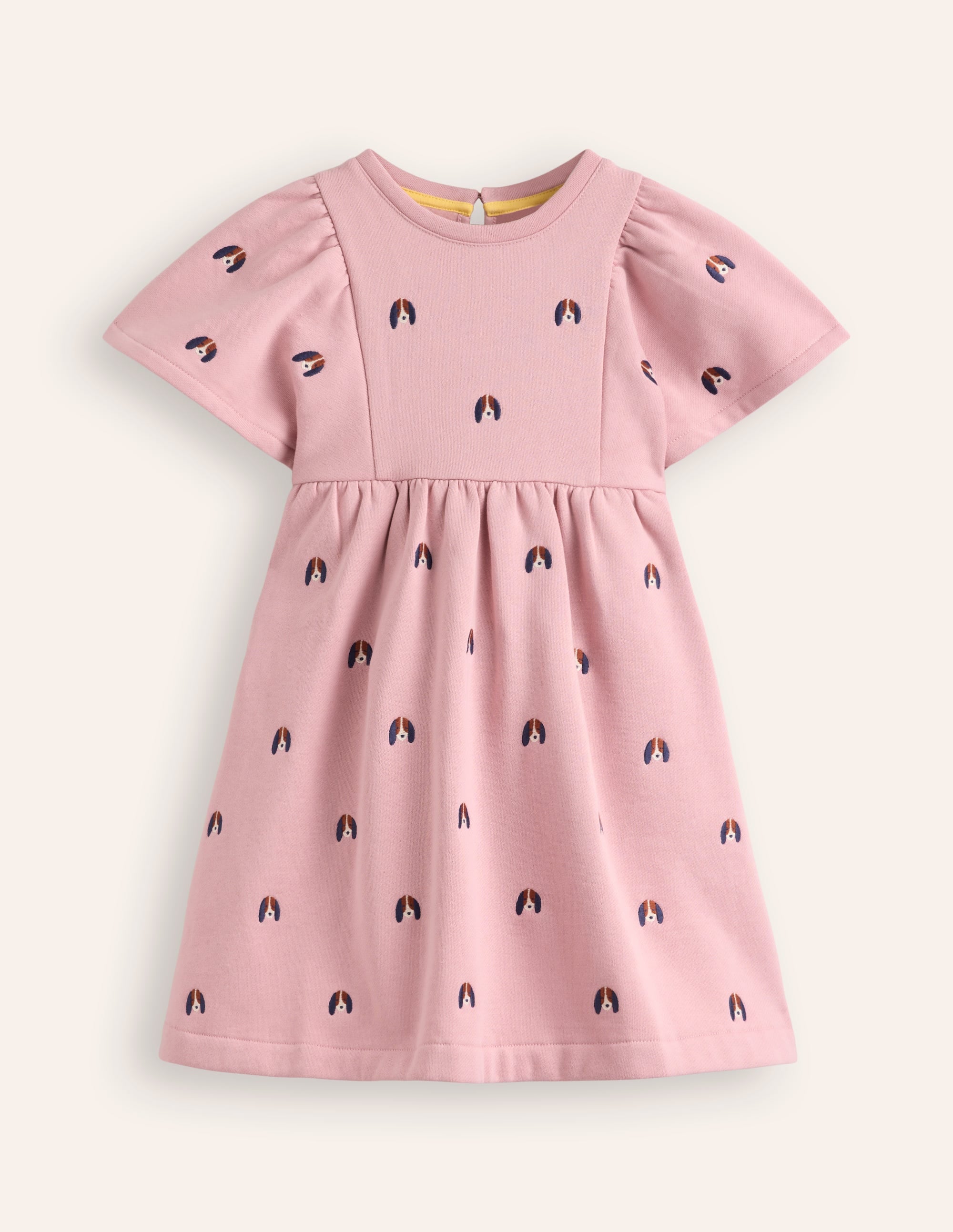 Embroidered Cosy Sweat Dress-Vintage Pink Pups - Image 5