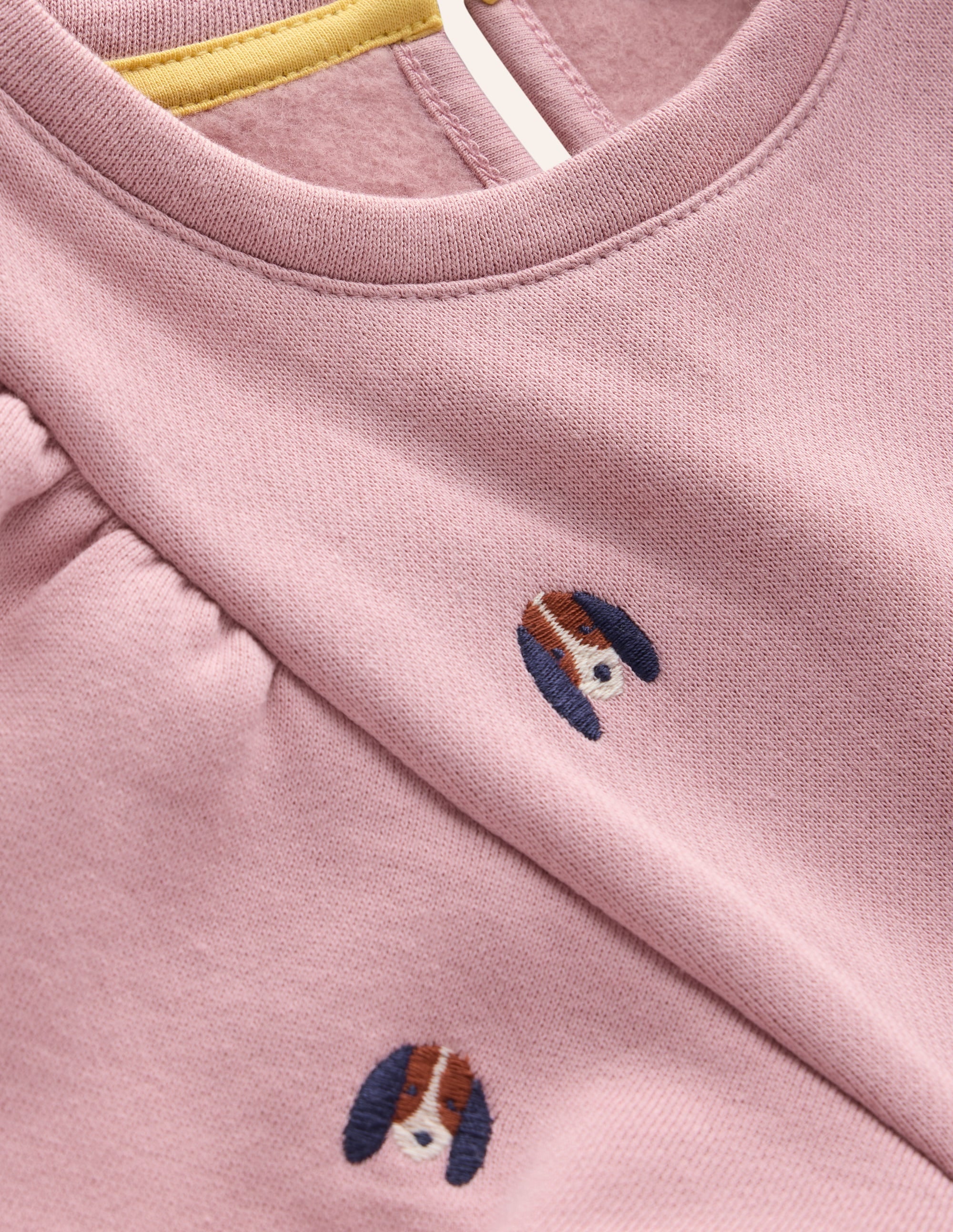 Embroidered Cosy Sweat Dress-Vintage Pink Pups - Image 7