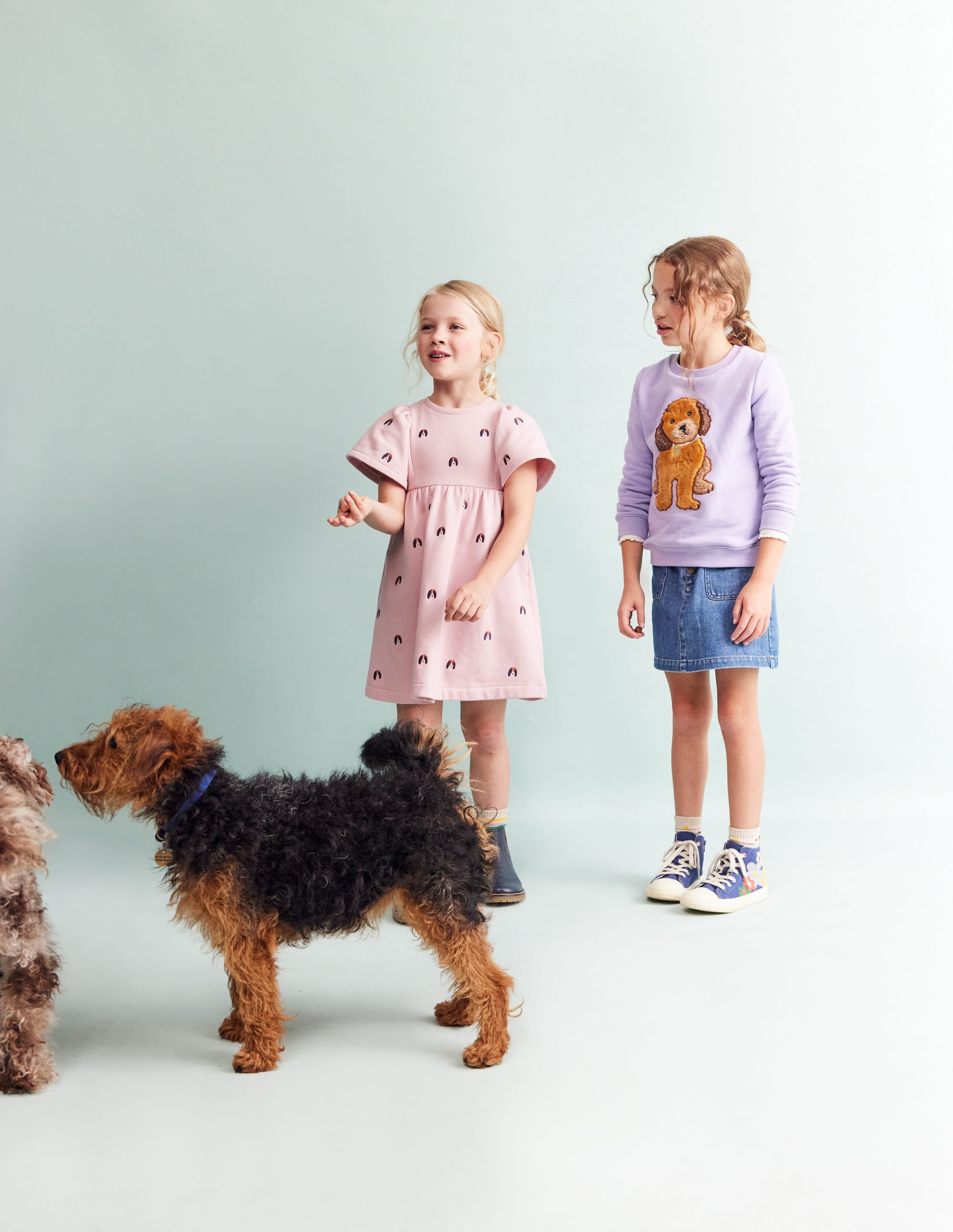 Embroidered Cosy Sweat Dress-Vintage Pink Pups - Image 3