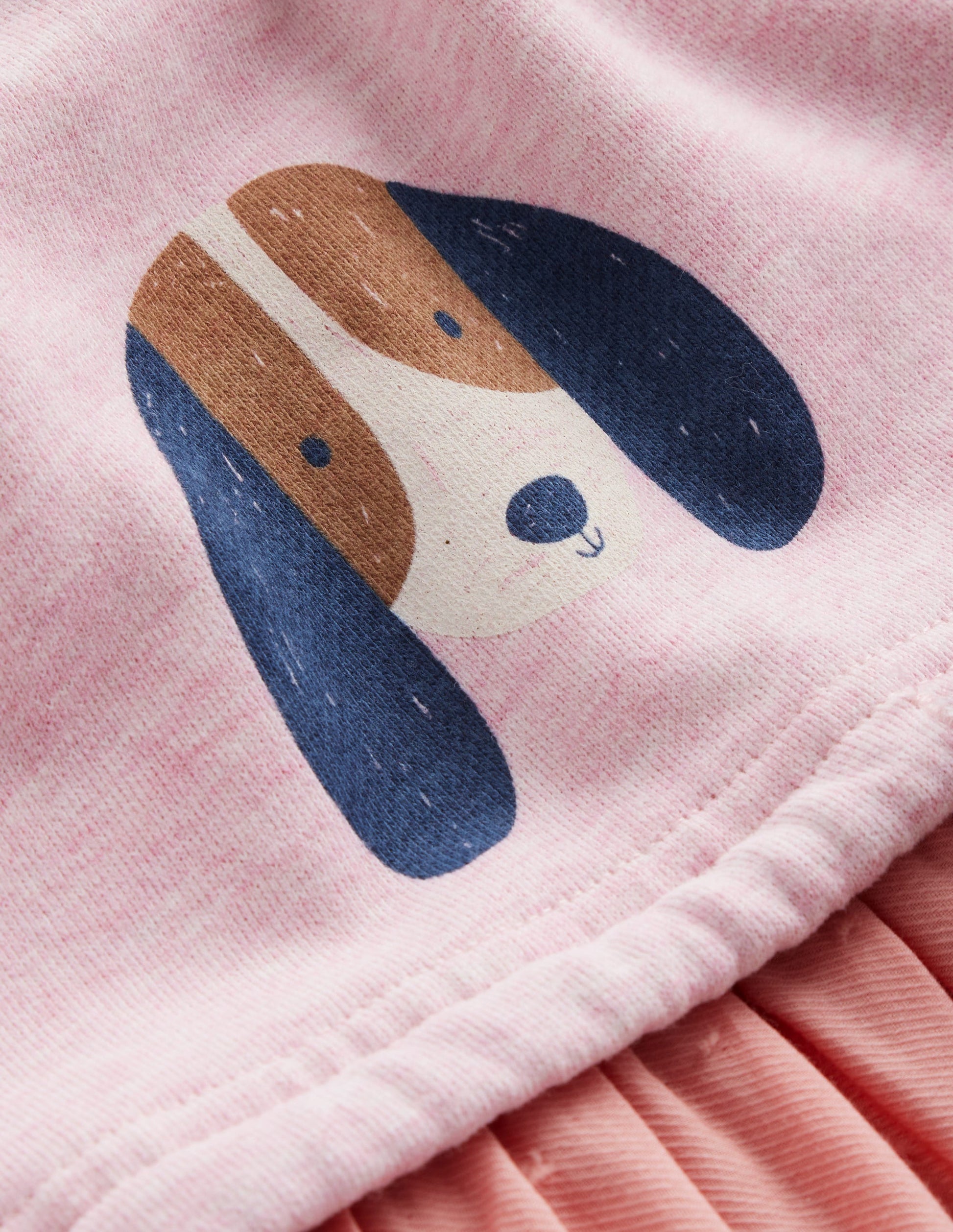 Sweatshirt Woven Mix Dress-Almond Pink Marl Pups-4