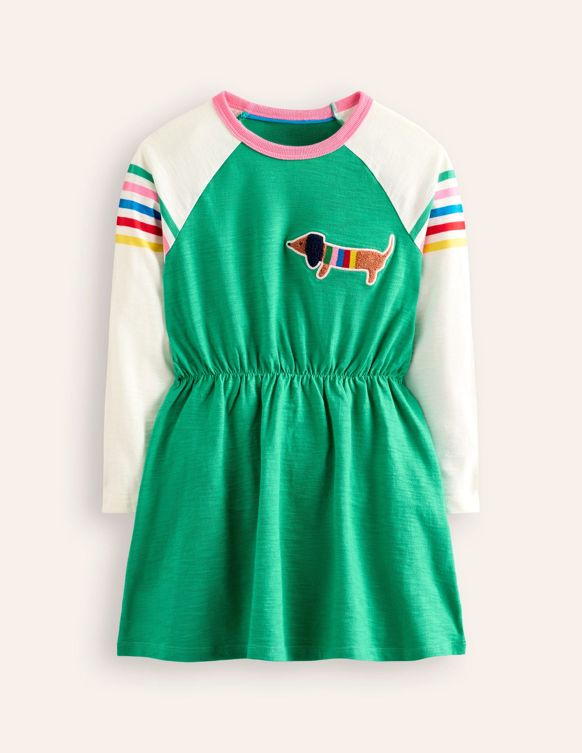 Raglan Logo Dress-Topaz Green Sausage Dog-1