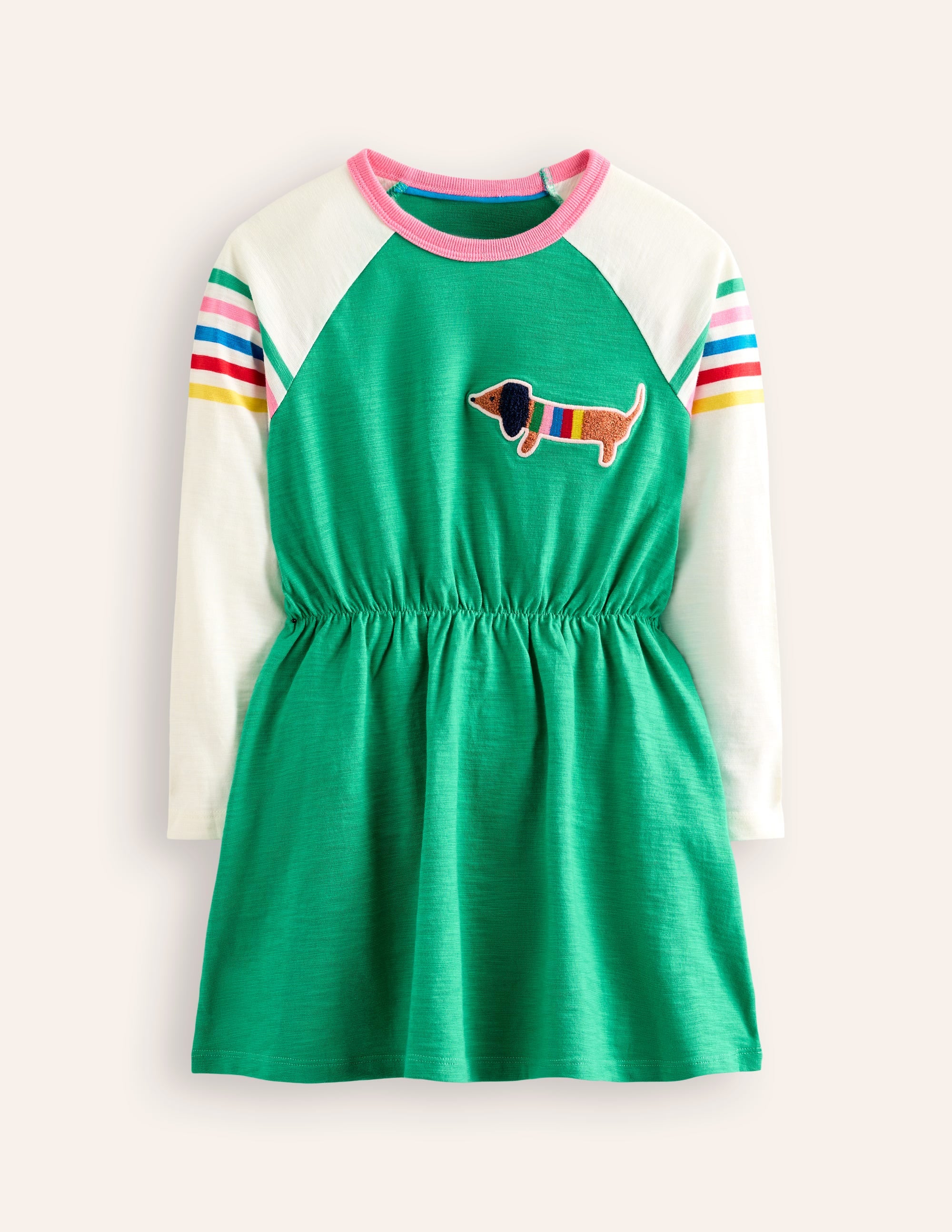 Raglan Logo Dress-Topaz Green Sausage Dog - Image 1