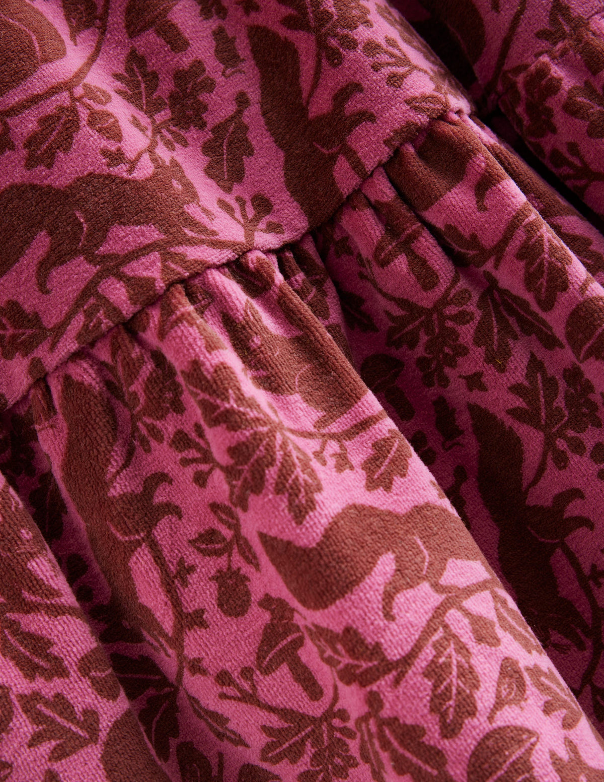 Tiered Velour Dress-Teacup Pink Woodland Squirrel-3