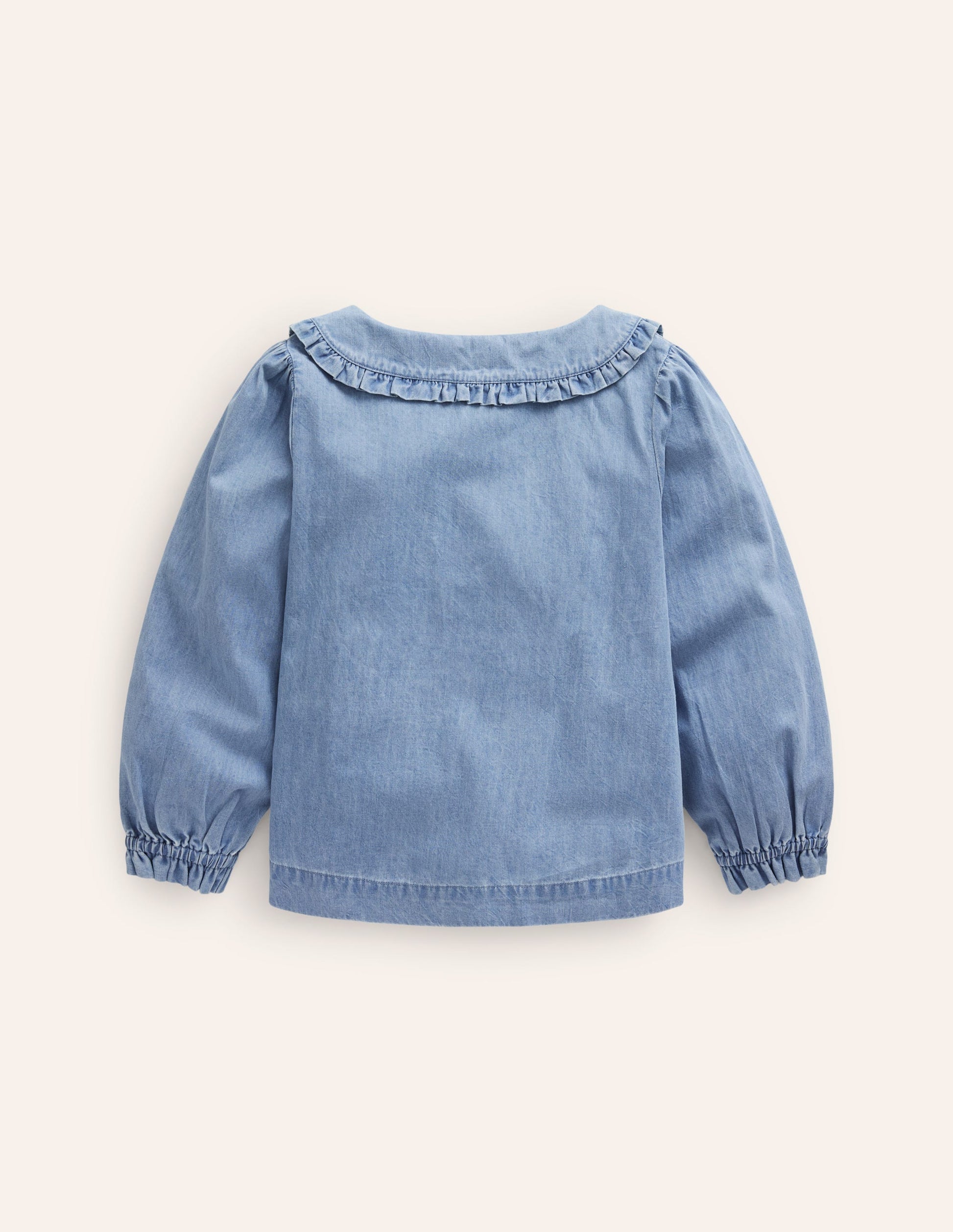 Frilly Collared Blouse-Chambray-2