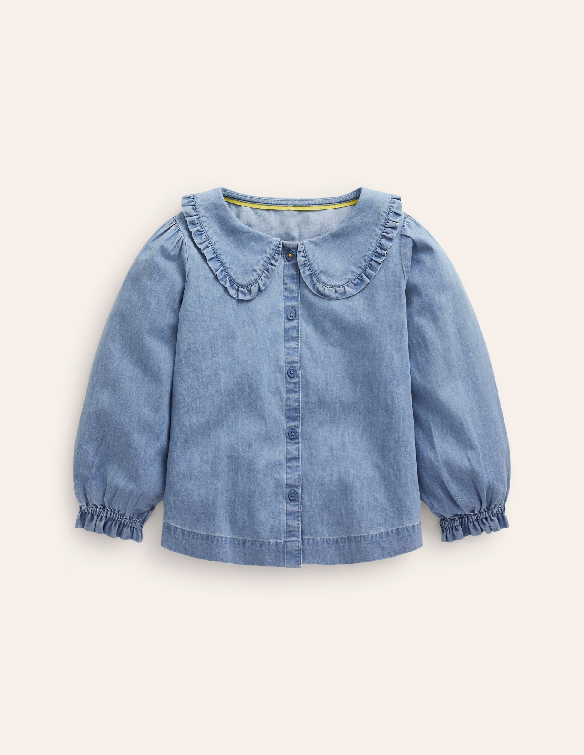 Frilly Collared Blouse-Chambray-1