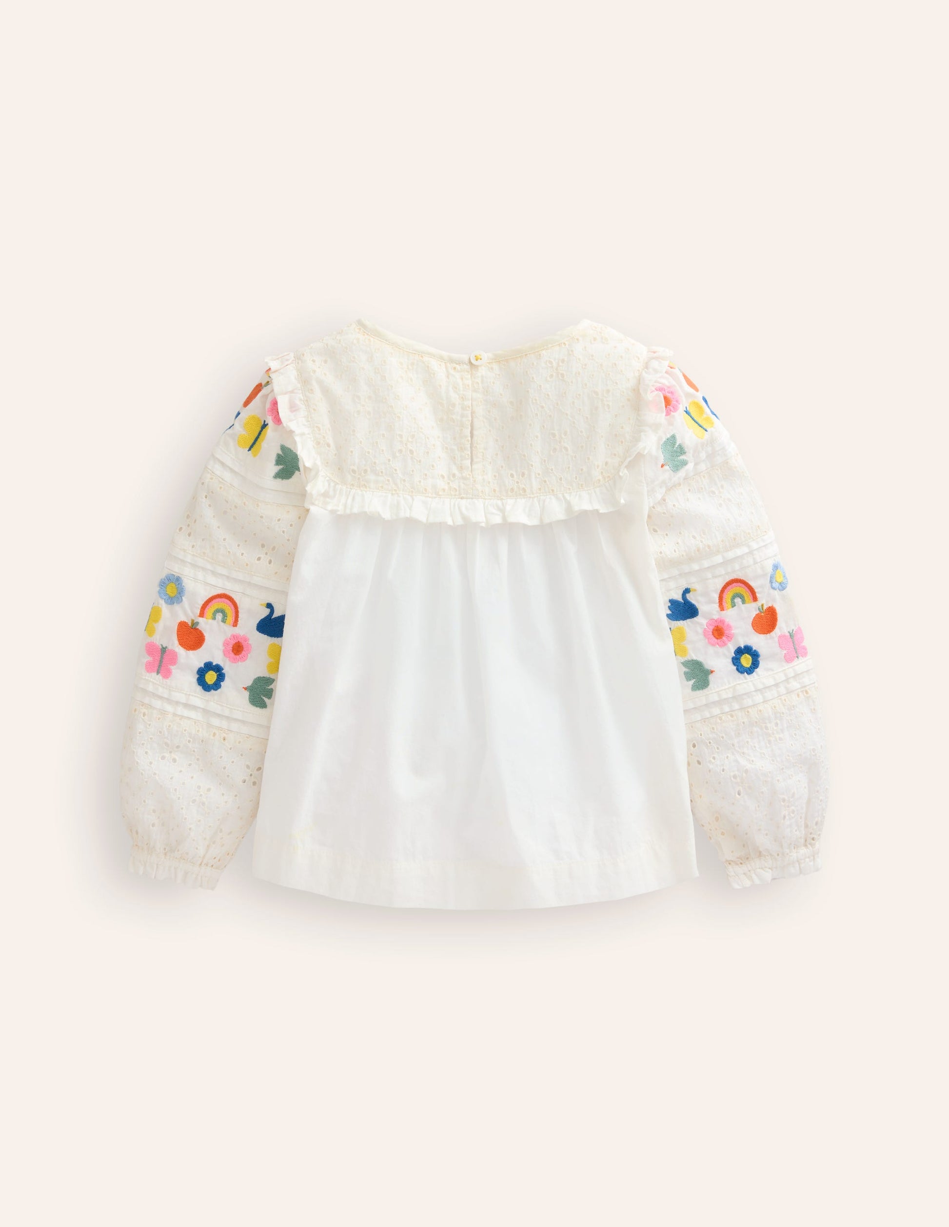 Embroidered Broderie Top-Vanilla White-3