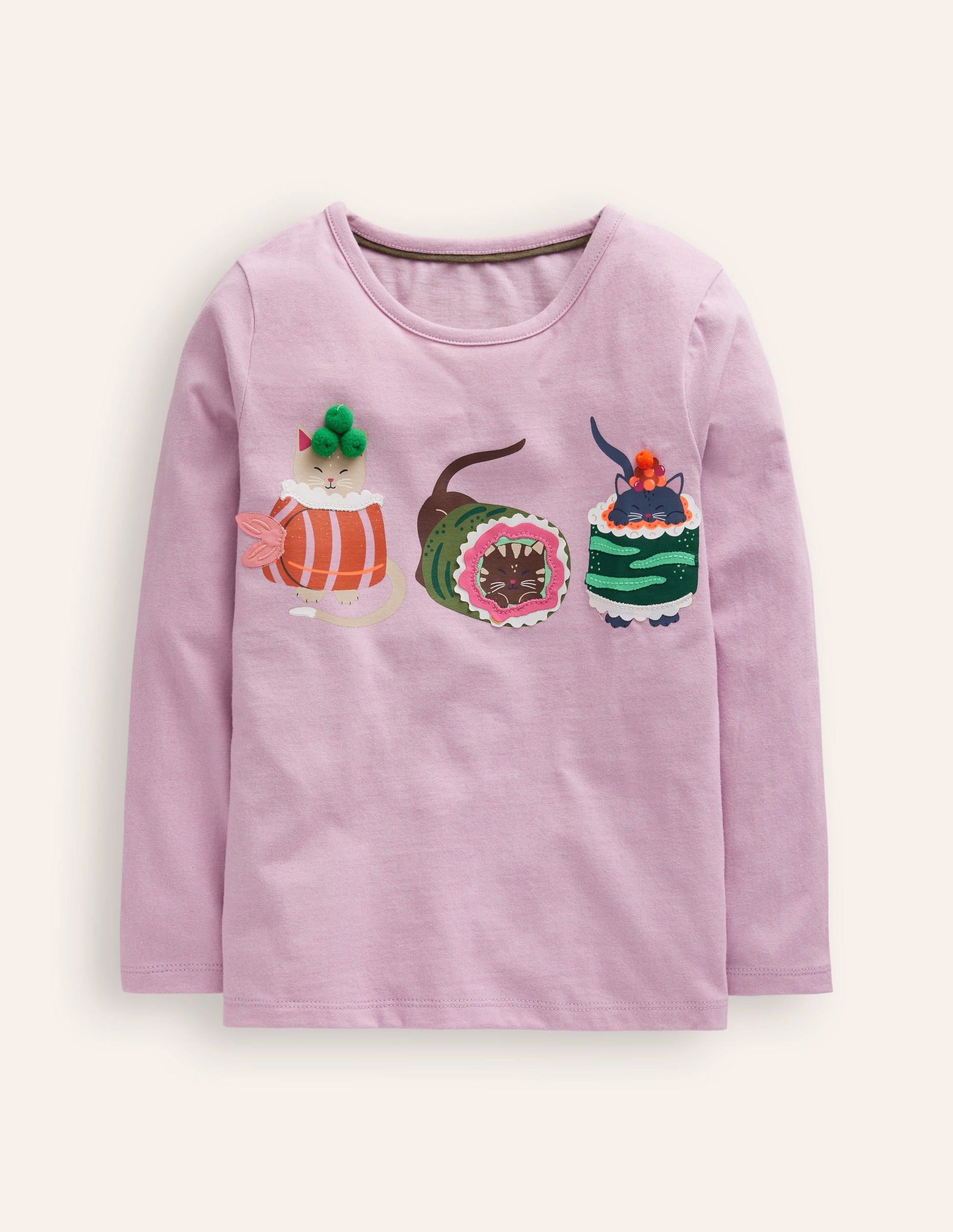 Printed Graphic T-Shirt-Chalk Pink Sushi Cats-1