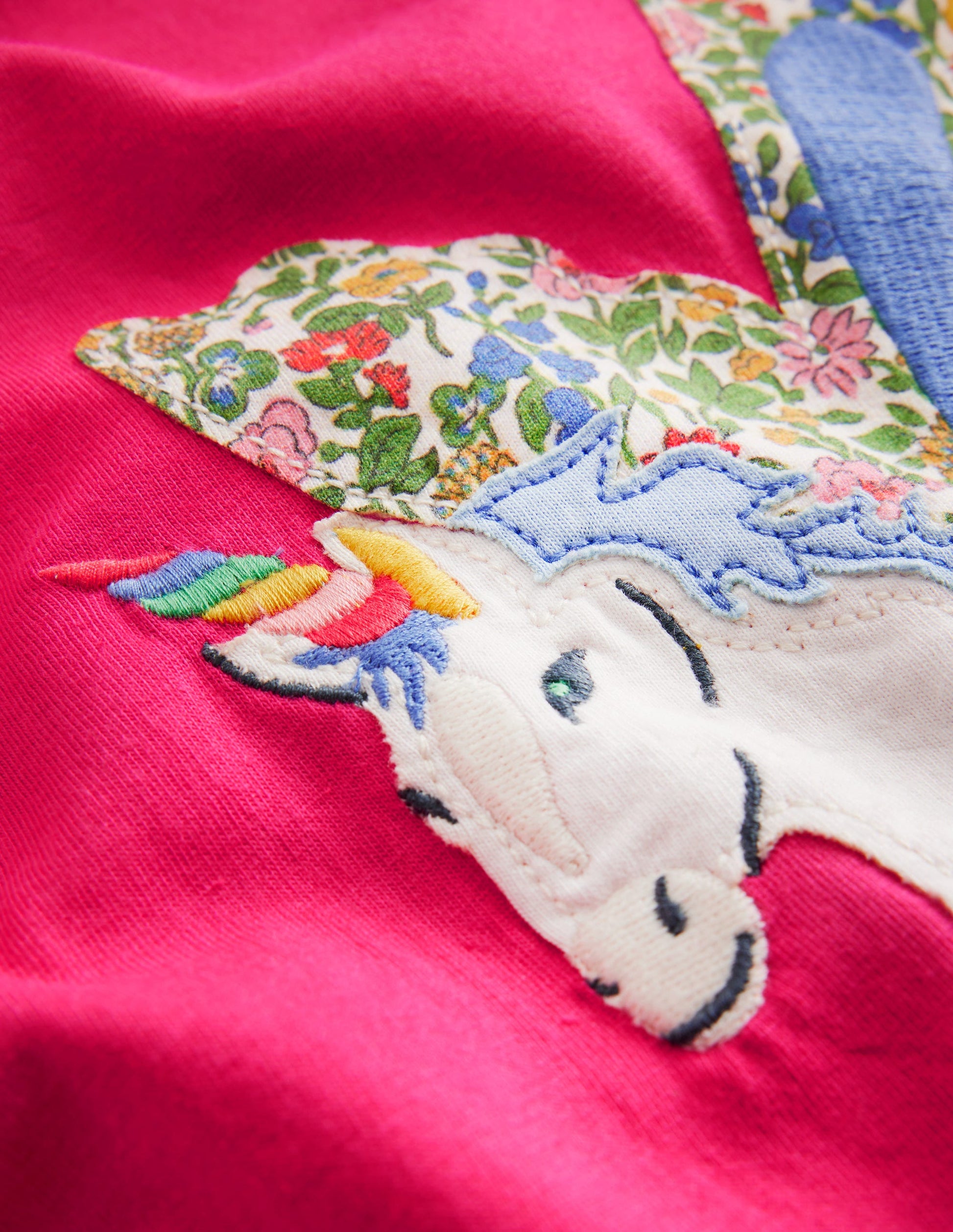 Appliqué Long Sleeve Top-Rose Pink Unicorn-3