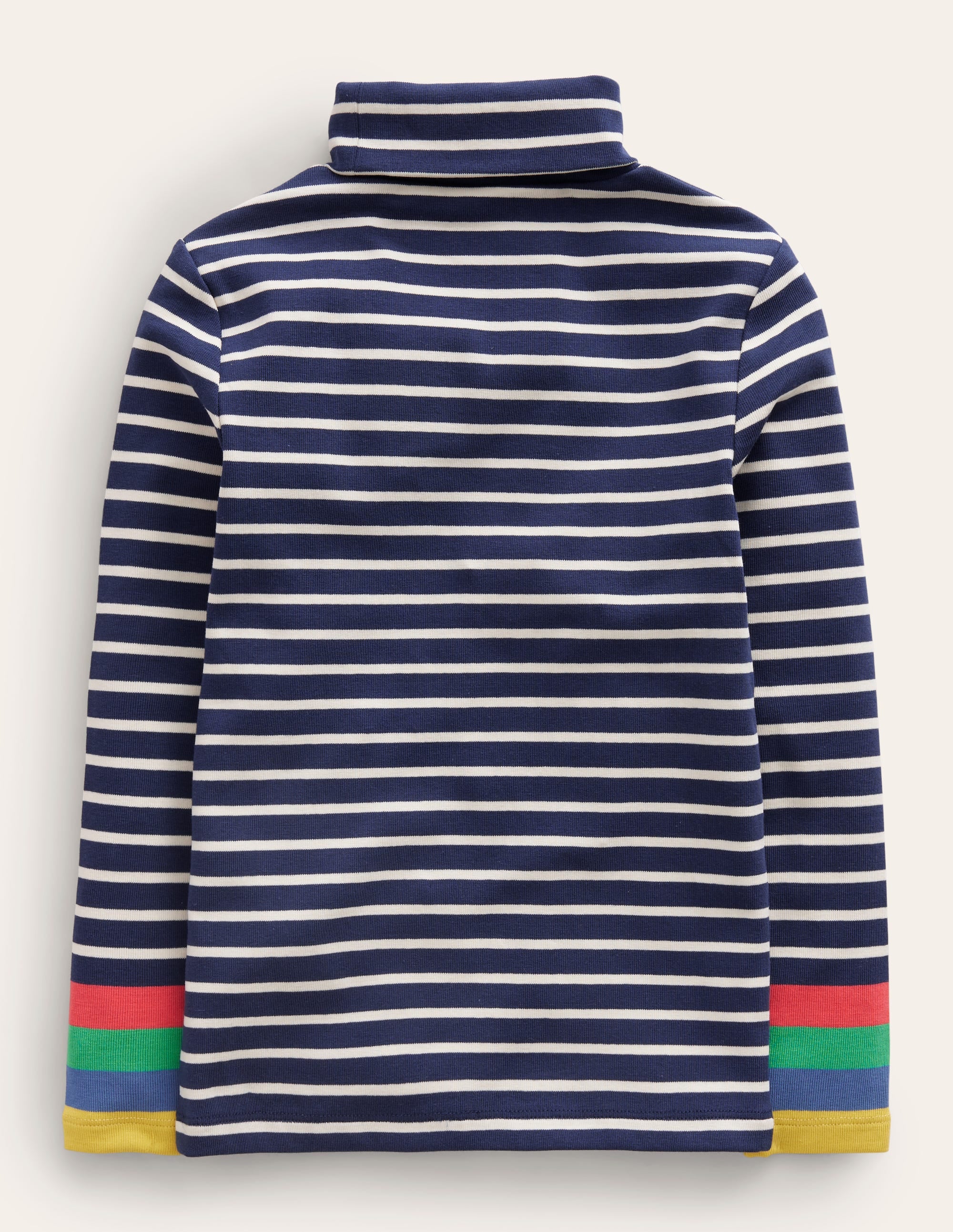 Super Soft Roll Neck Top-Navy/Ivory Multi Cuff - Image 2