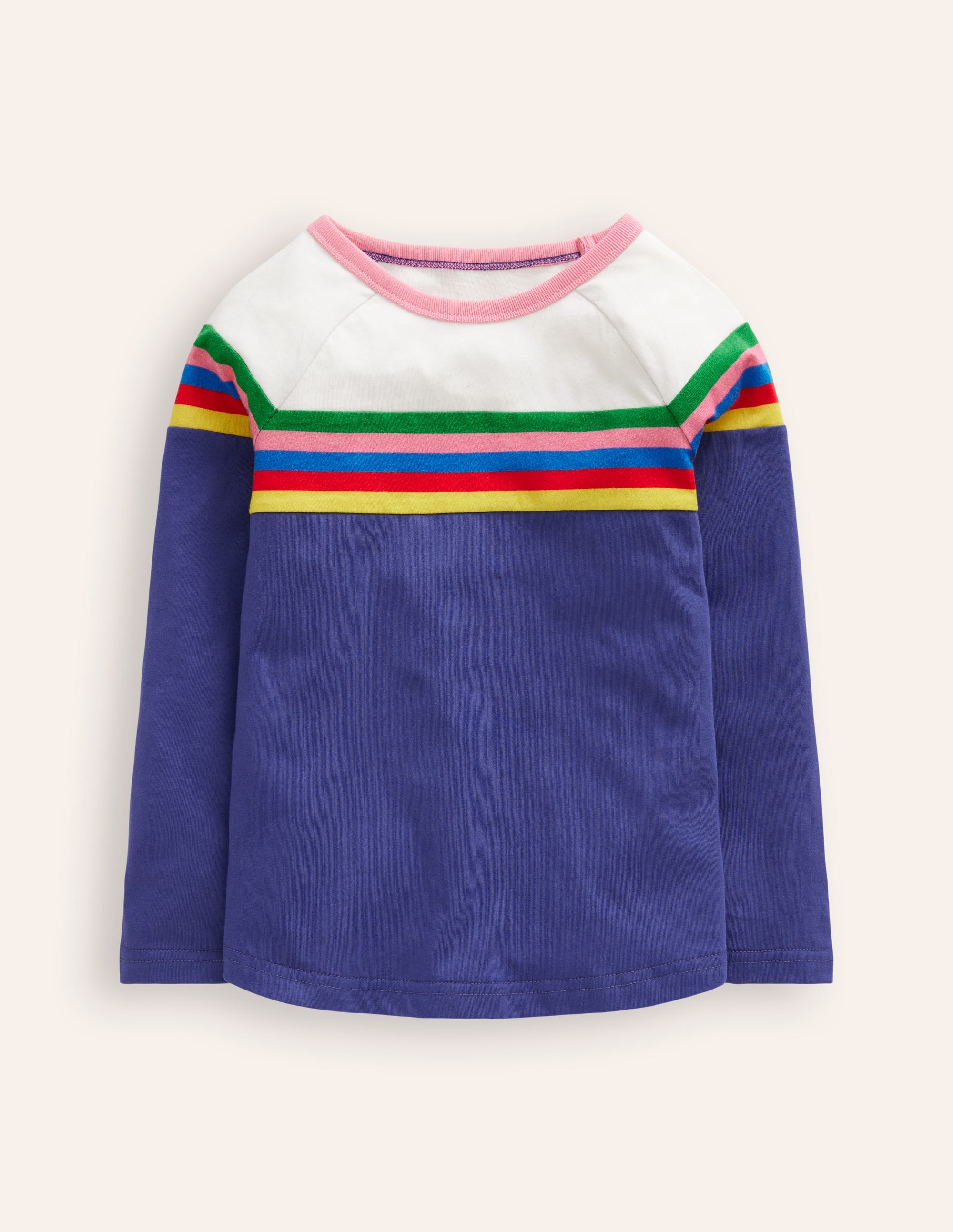 Colourblock Raglan T-shirt-Starboard Blue/ Ivory - Image 1