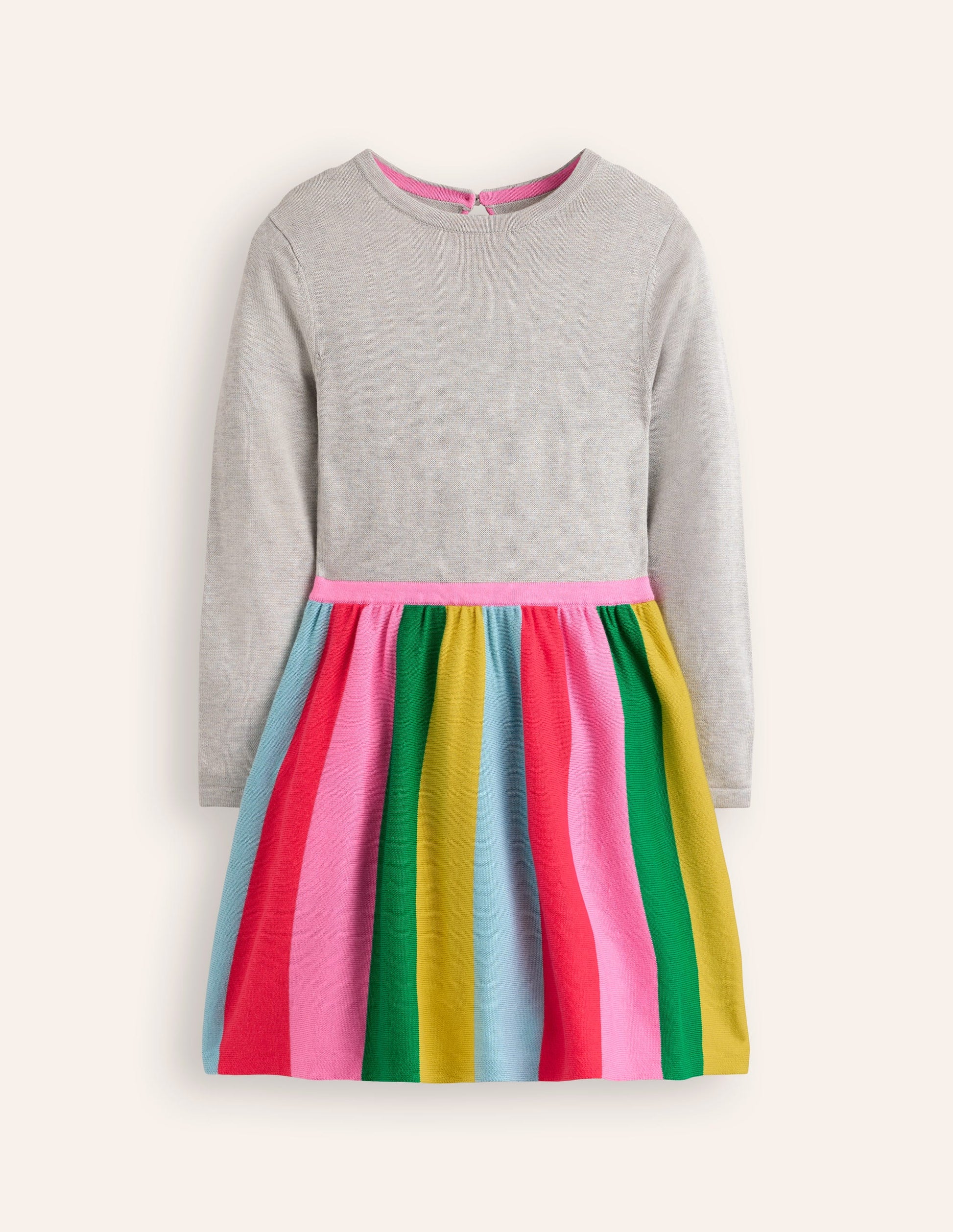 Knitted Rainbow Dress-Grey Marl-1