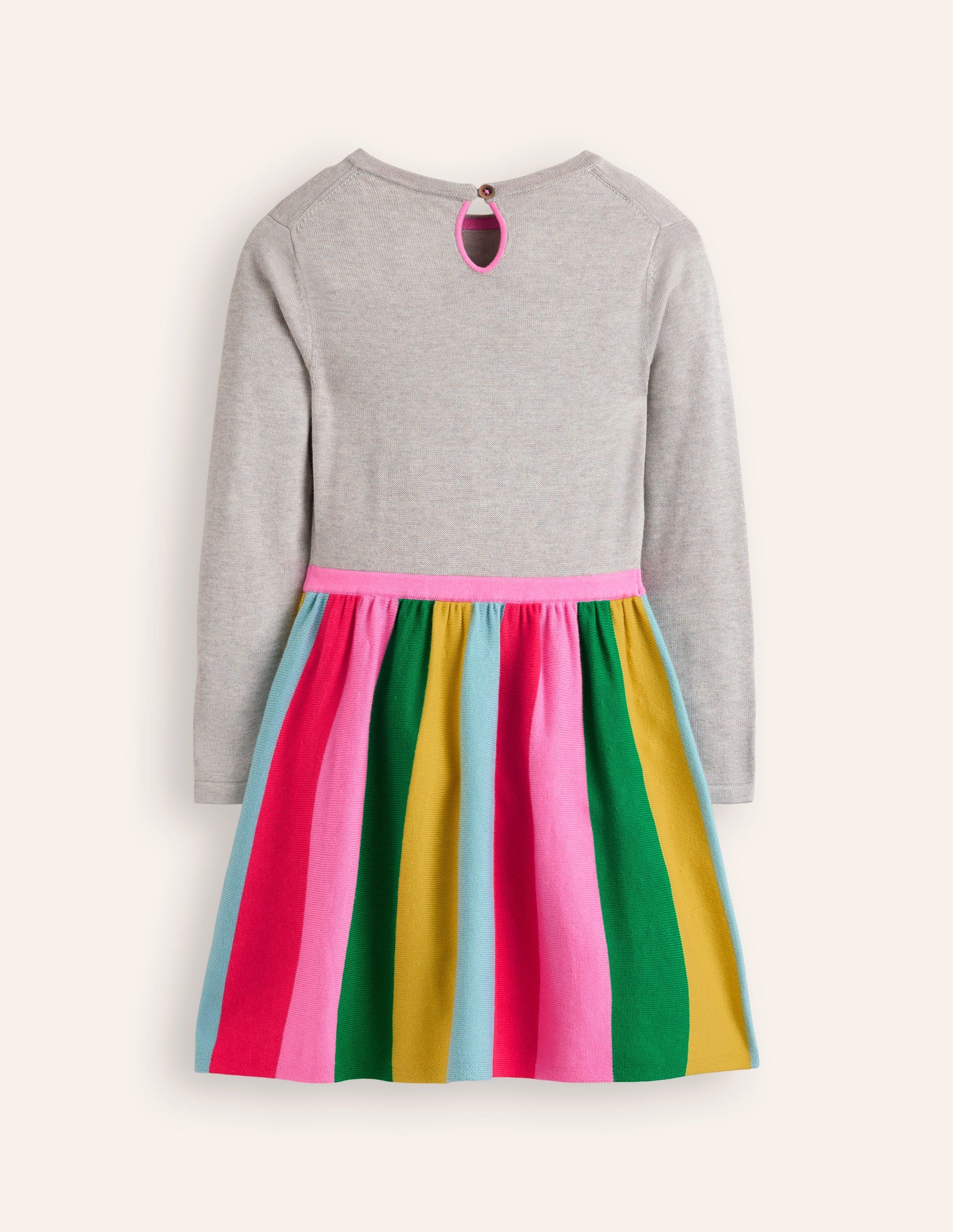 Knitted Rainbow Dress-Grey Marl-2