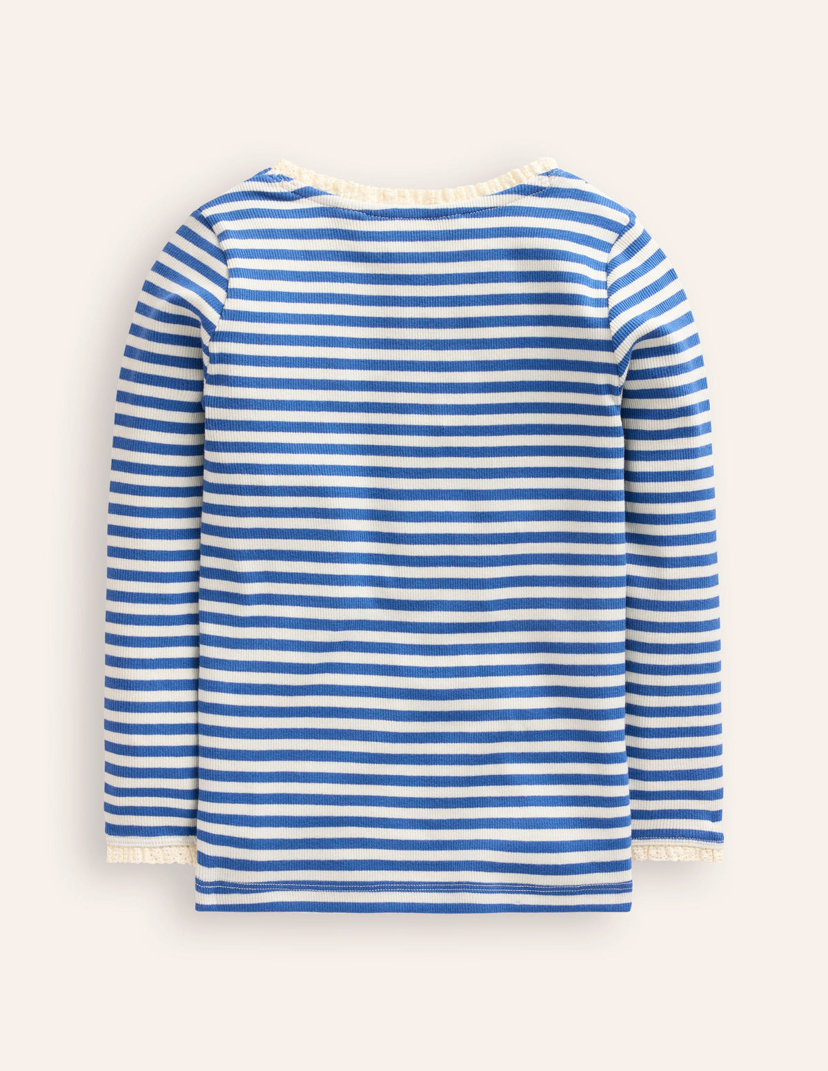 Ribbed Long Sleeve T-shirt-Bluejay/ Ivory-2