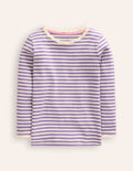 Ribbed Long Sleeve T-shirt-Aster Purple/ Ivory