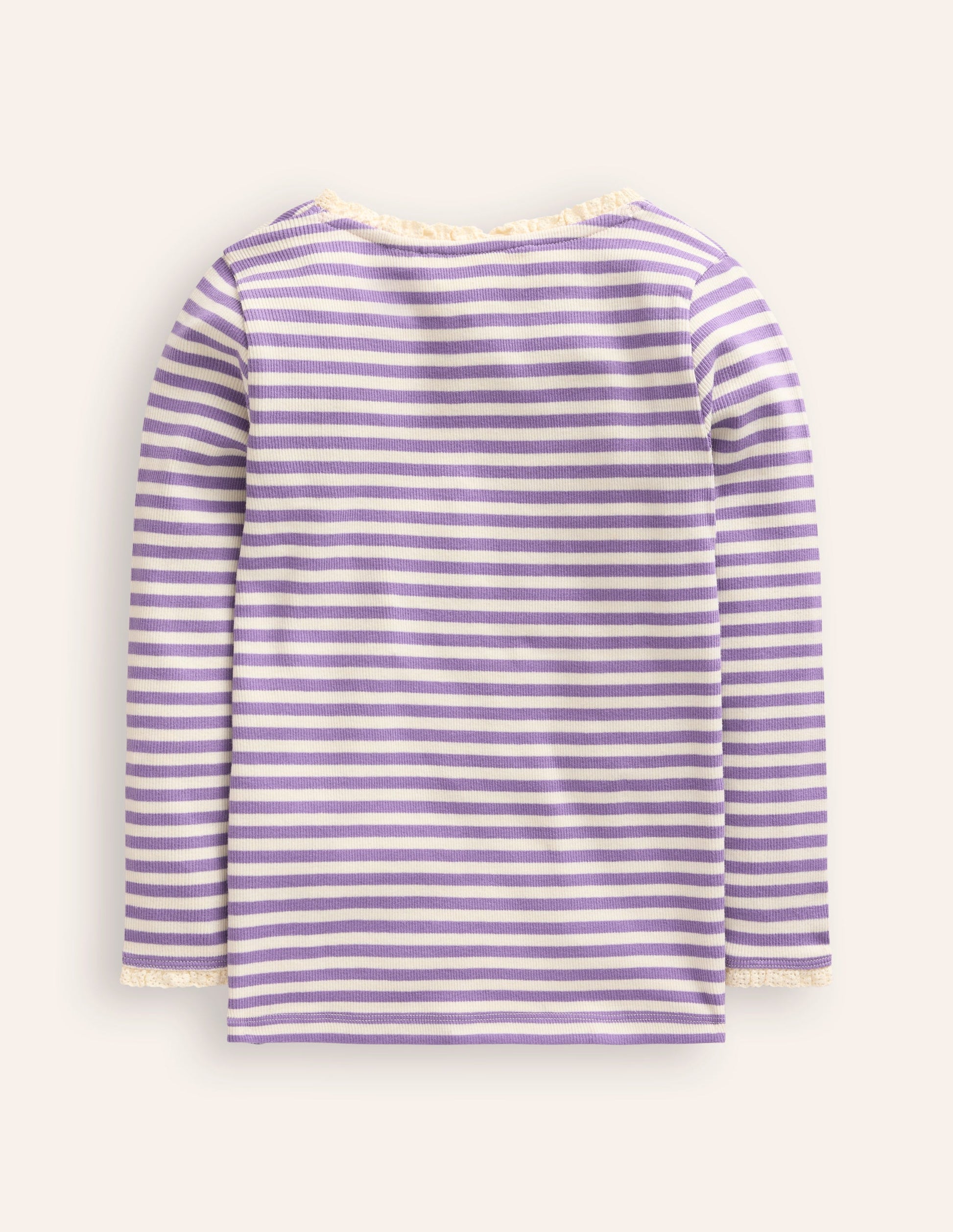 Ribbed Long Sleeve T-shirt-Aster Purple/ Ivory-2