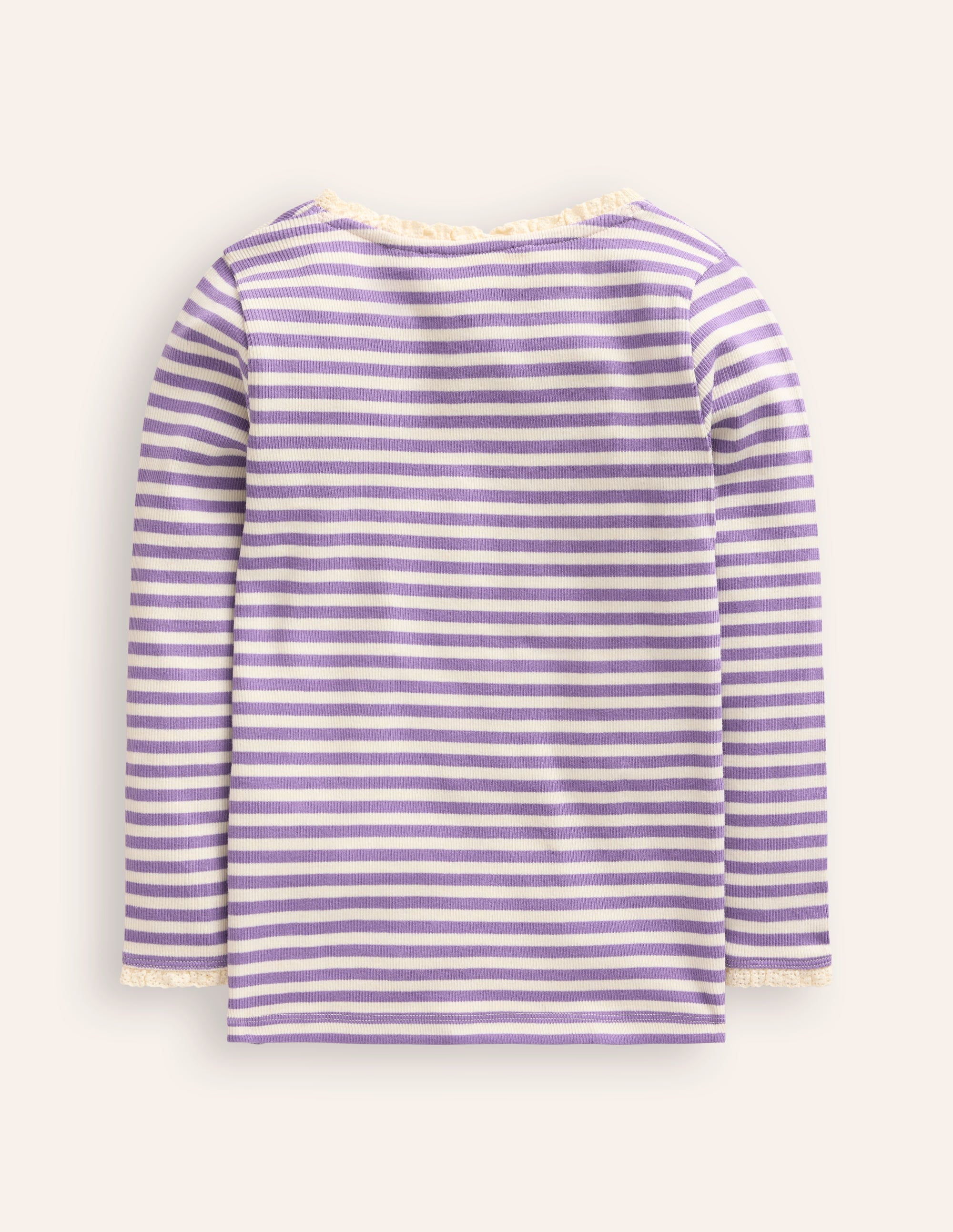 Ribbed Long Sleeve T-shirt-Aster Purple/ Ivory - Image 2