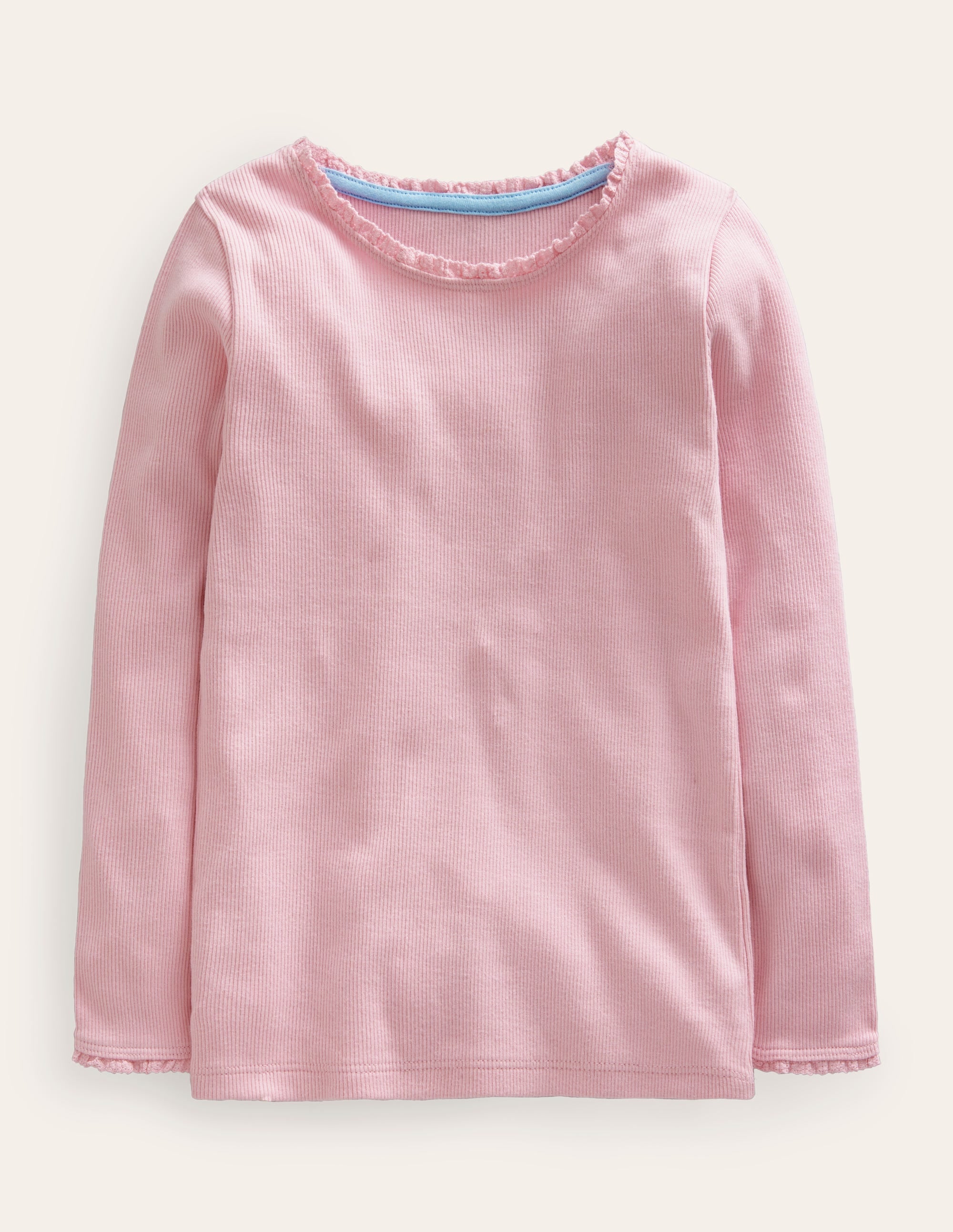 Ribbed Long Sleeve T-shirt-French Pink | Boden UK
