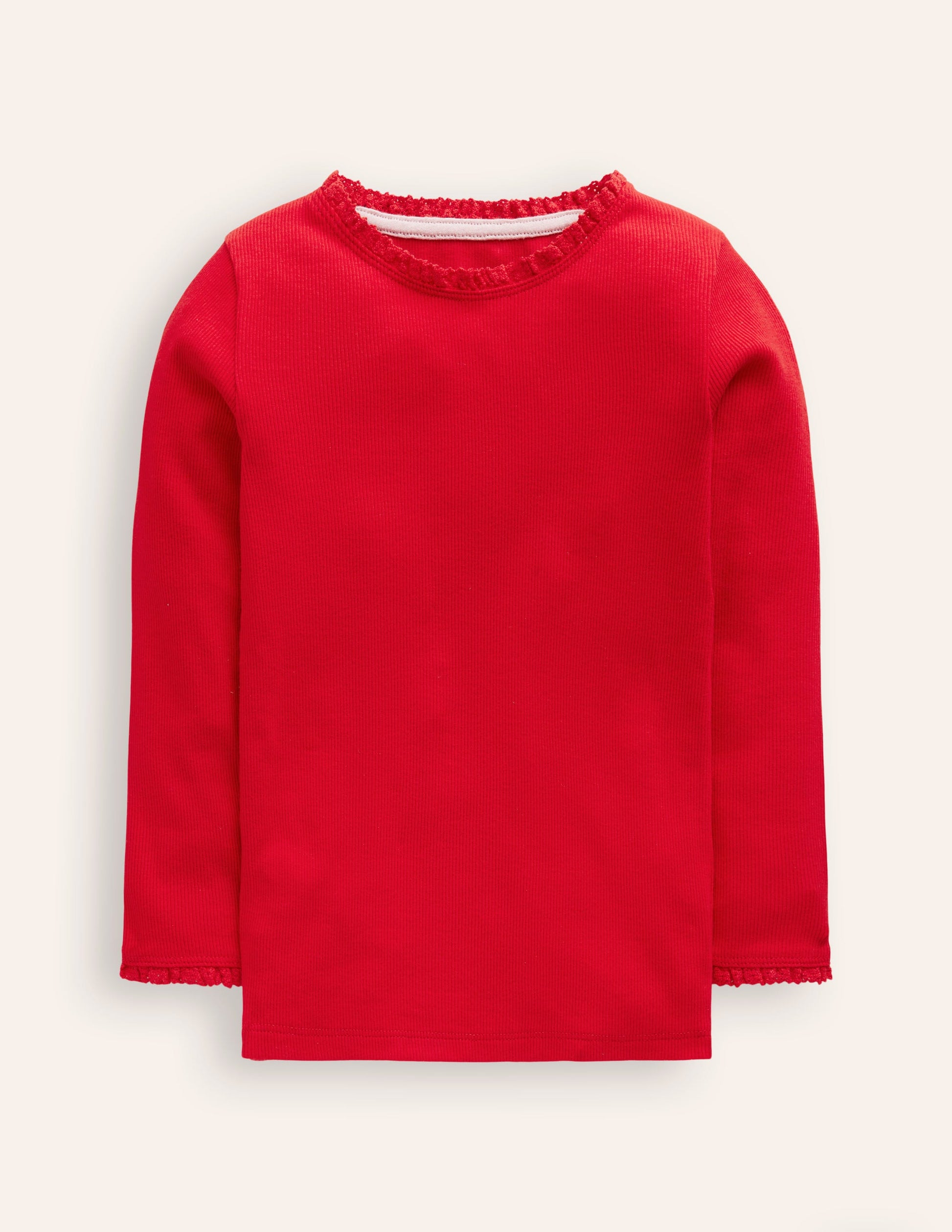 Ribbed Long Sleeve T-shirt-Cherry Jam/Soft Ivory Stripe-1