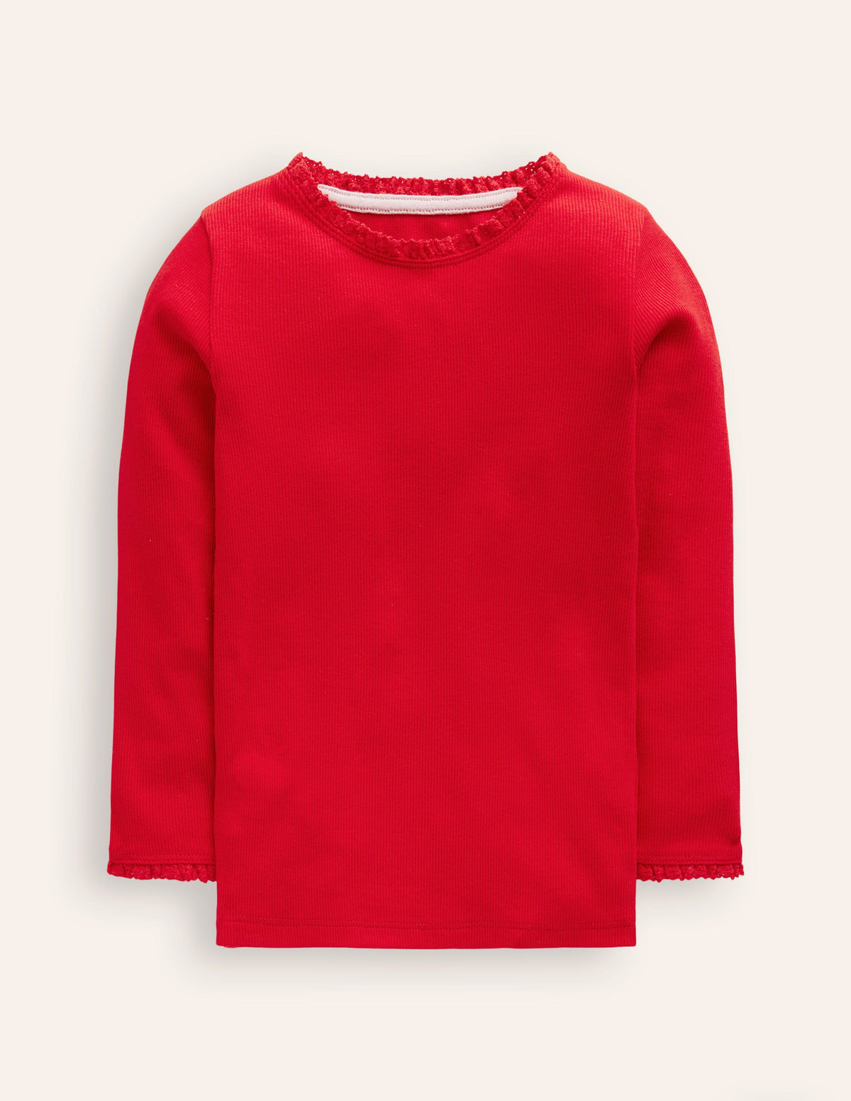Ribbed Long Sleeve T-shirt-Cherry Jam/Soft Ivory Stripe - Image 1