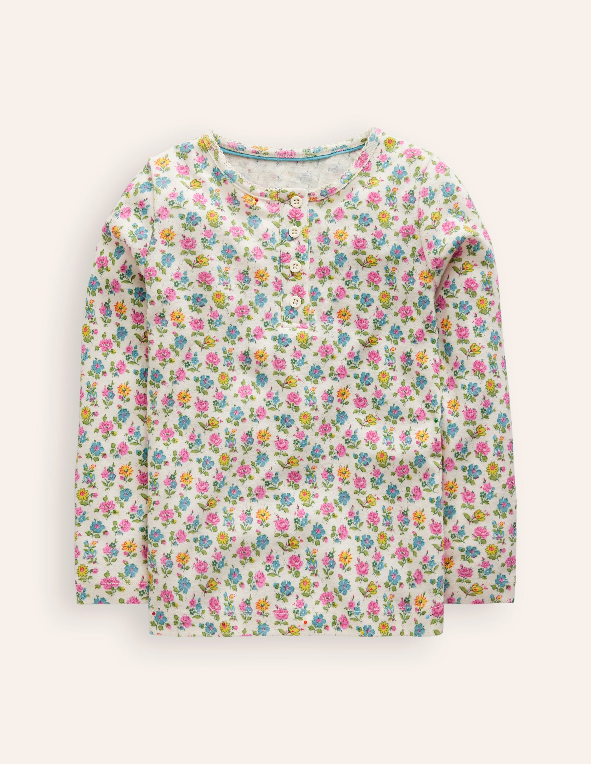 Henley Pointelle Top-Multi Tiny Floral - Image 1