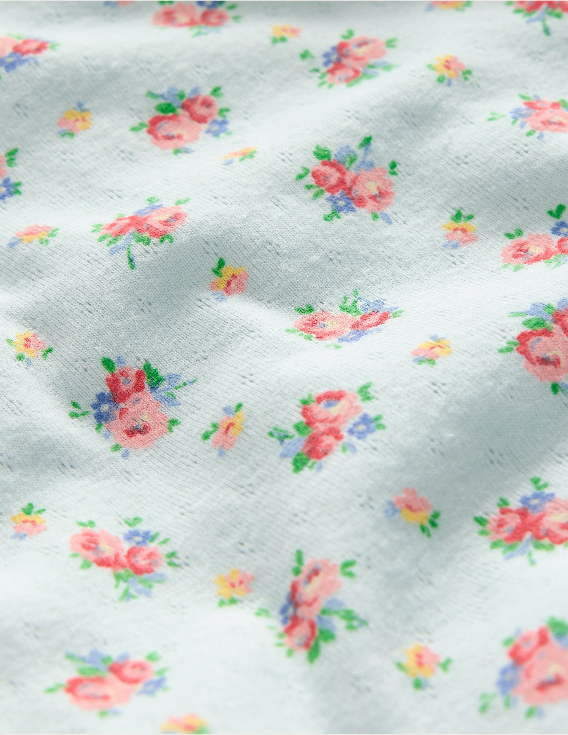 Long Sleeve Pointelle Top-Pale Green Floral Bouquet-3