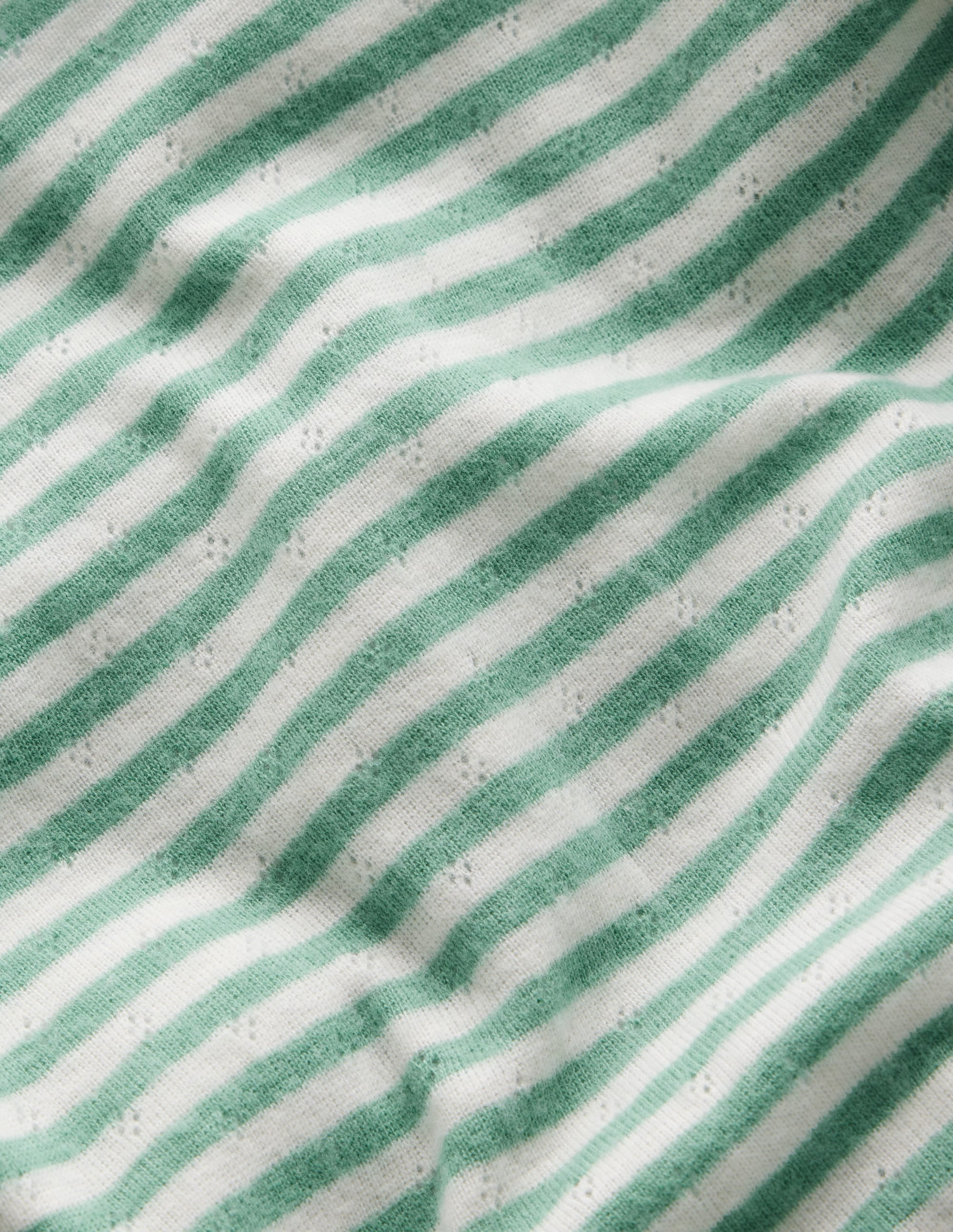 Long Sleeve Pointelle Top-Ivory/Eucalyptus Stripe - Image 3