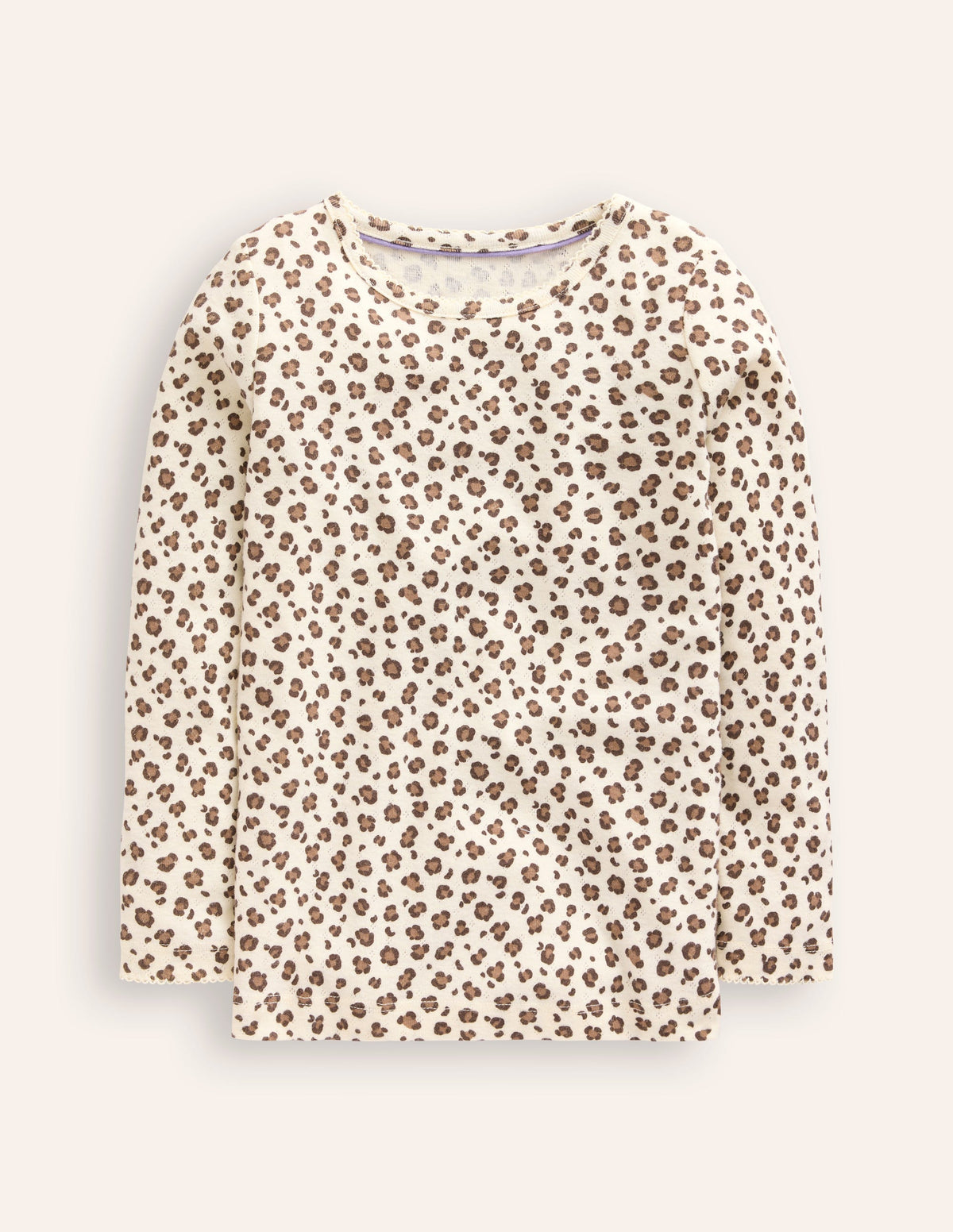 Long Sleeve Pointelle Top-Leopard - Image 1