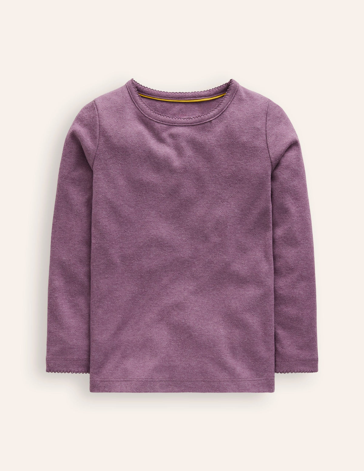 Long Sleeve Pointelle Top-Bramble Purple-1