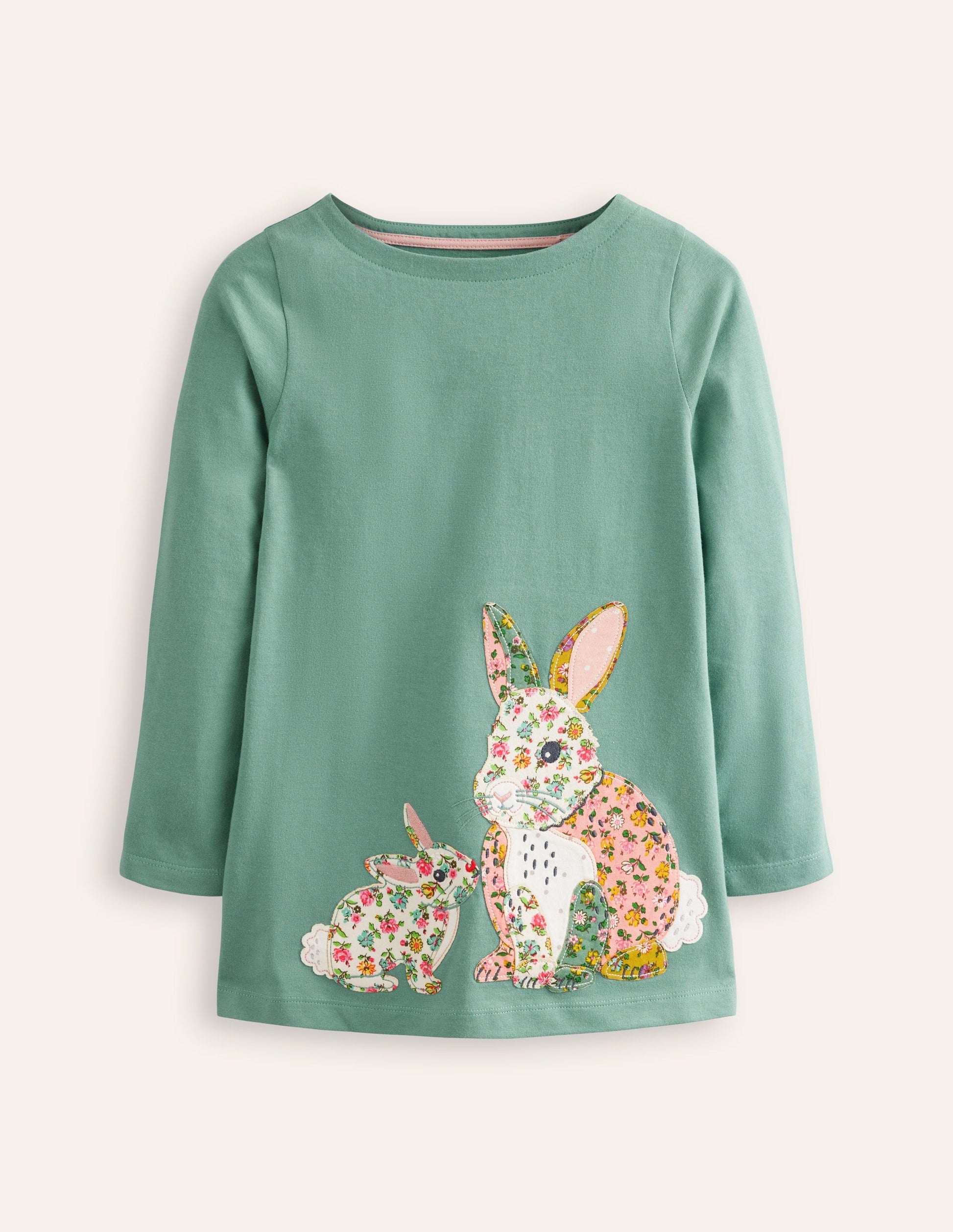 Appliqué Jersey Tunic-Eucalyptus Bunny-1