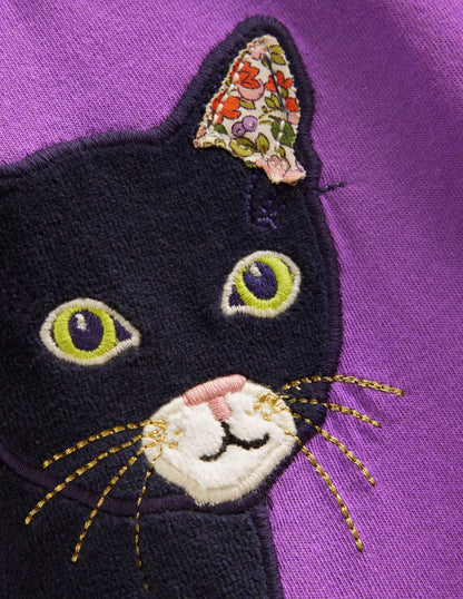 Appliqué Jersey Tunic-Purple Topaz Cats-3
