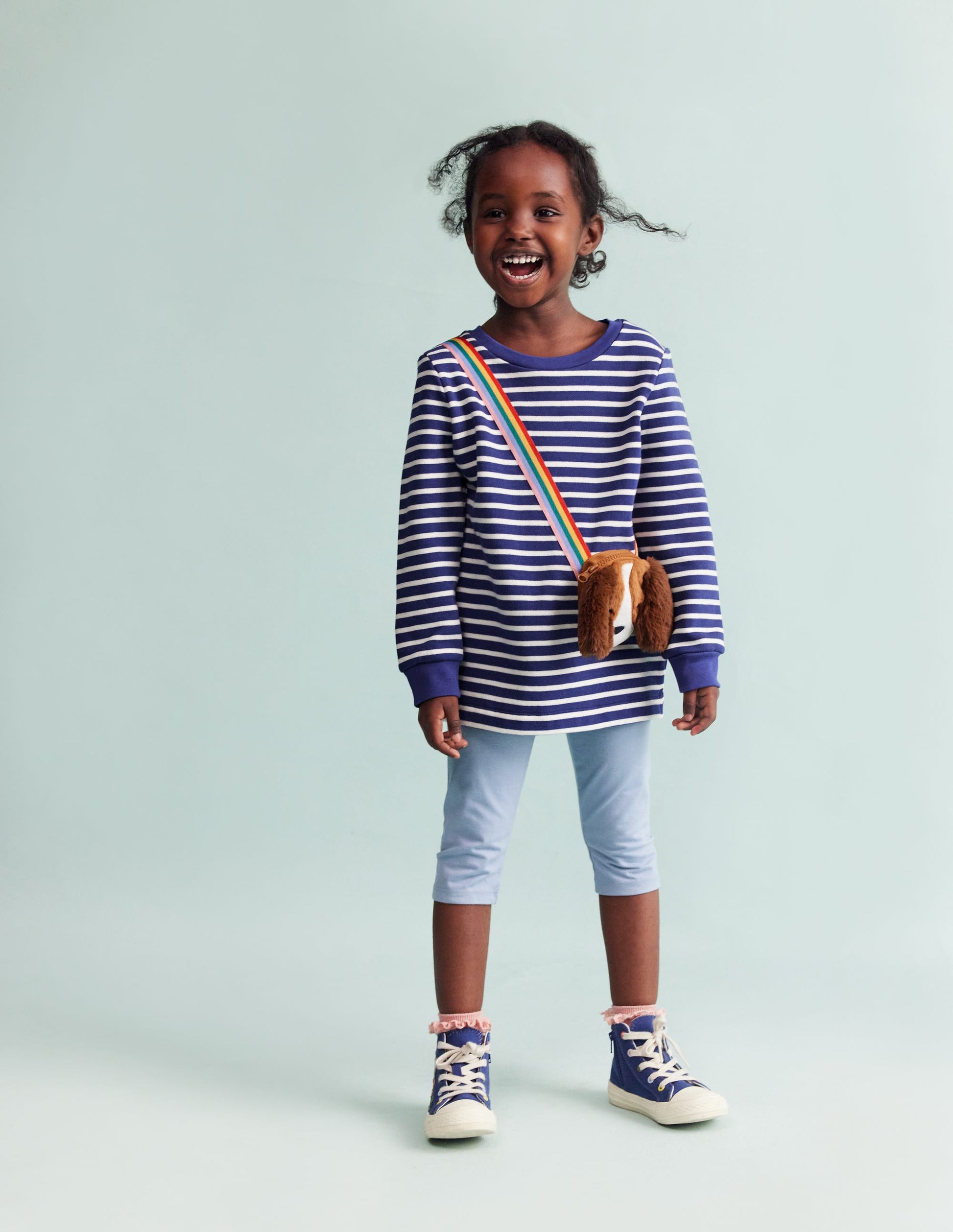 Appliqué Bag Tunic-Soft Starboard Blue/ Ivory Dog-1