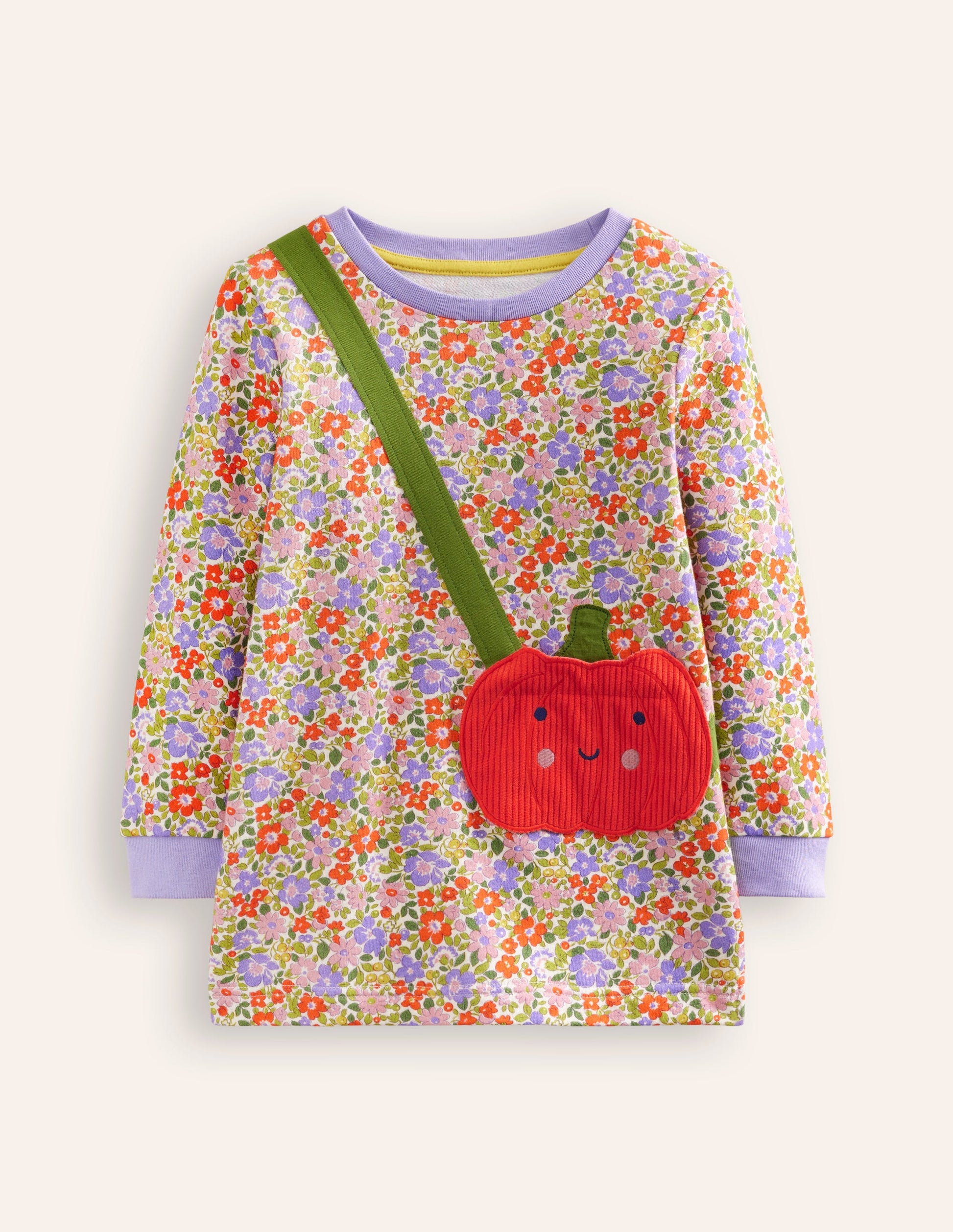 Appliqué Bag Tunic-Aster Purple Flowerbed Pumpkin-1