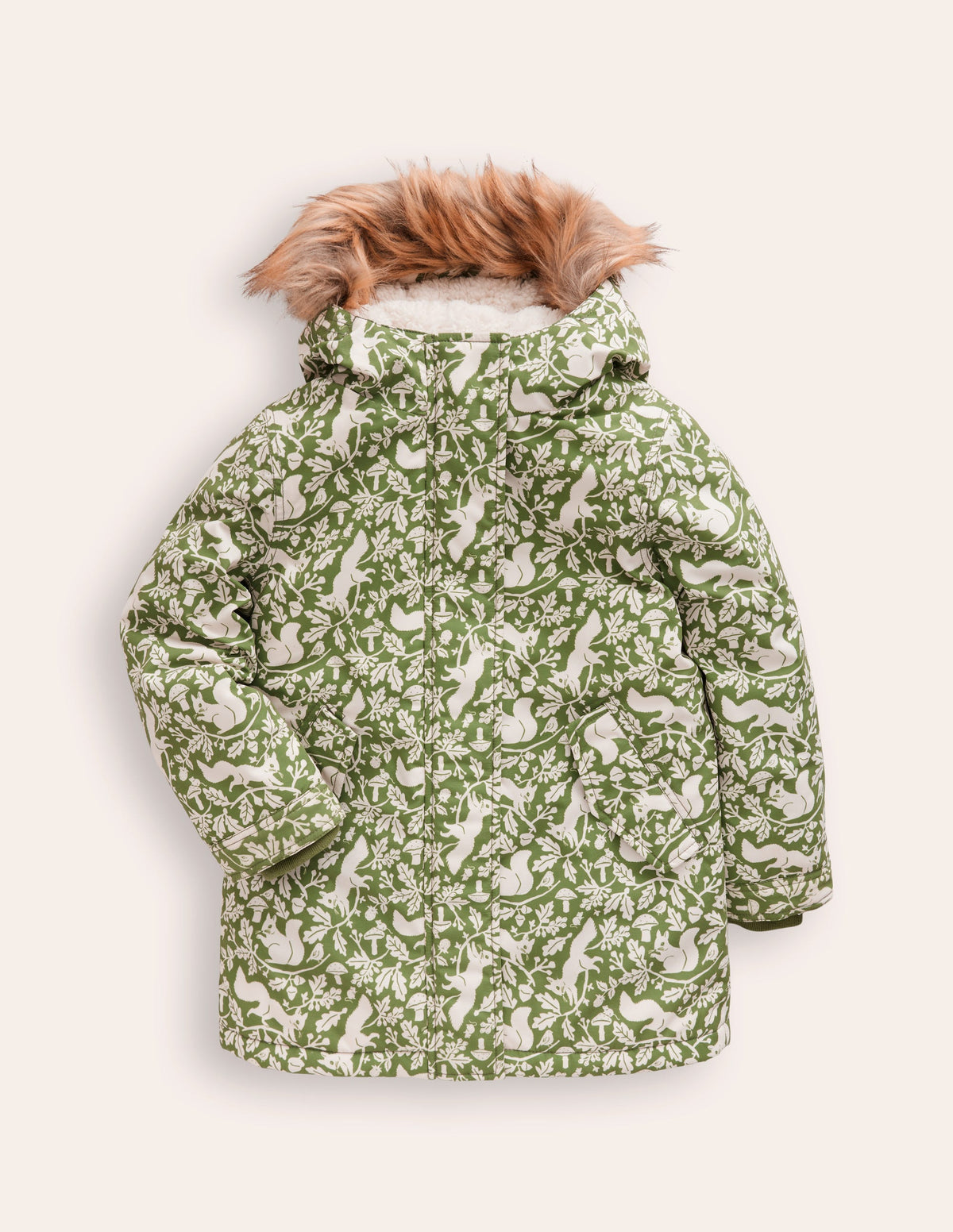Authentic Waterproof Parka-Safari Green Woodland Squirrel - Image 2