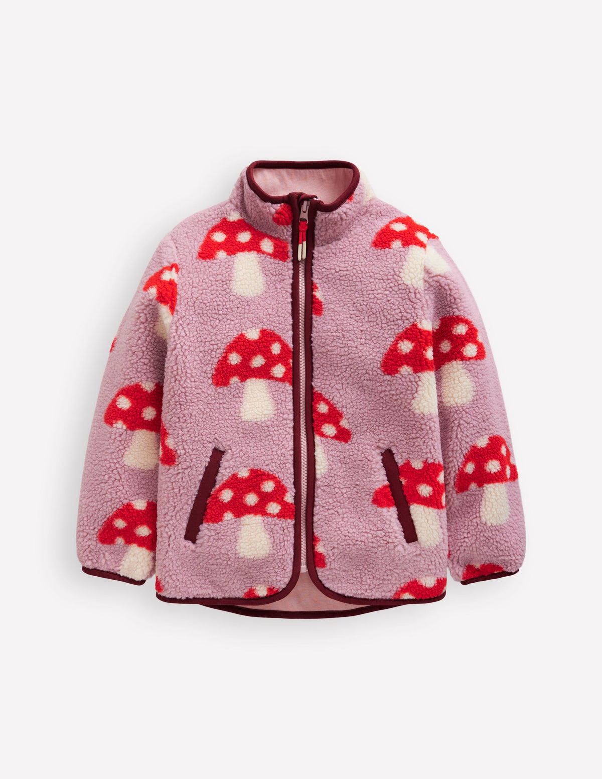 Eden Borg Zip-Through Jacket-Vintage Pink Large Toadstools - Image 1