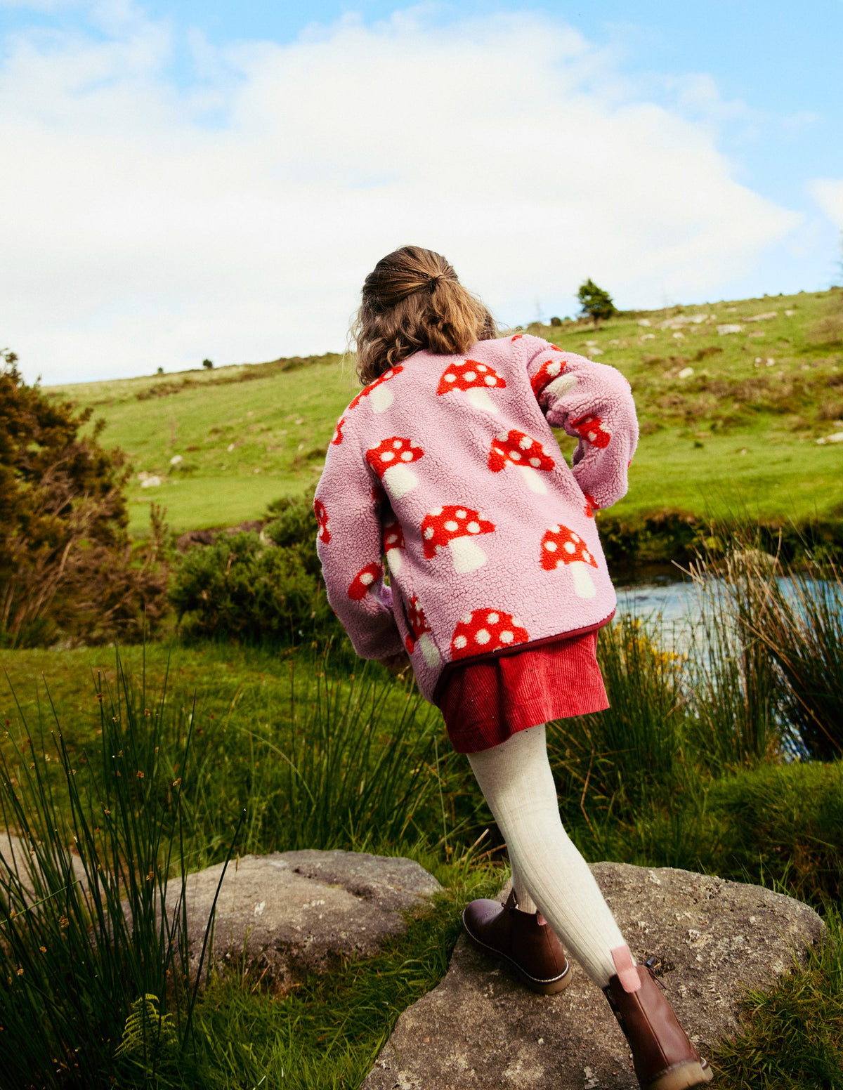 Eden Borg Zip-Through Jacket-Vintage Pink Large Toadstools - Image 5