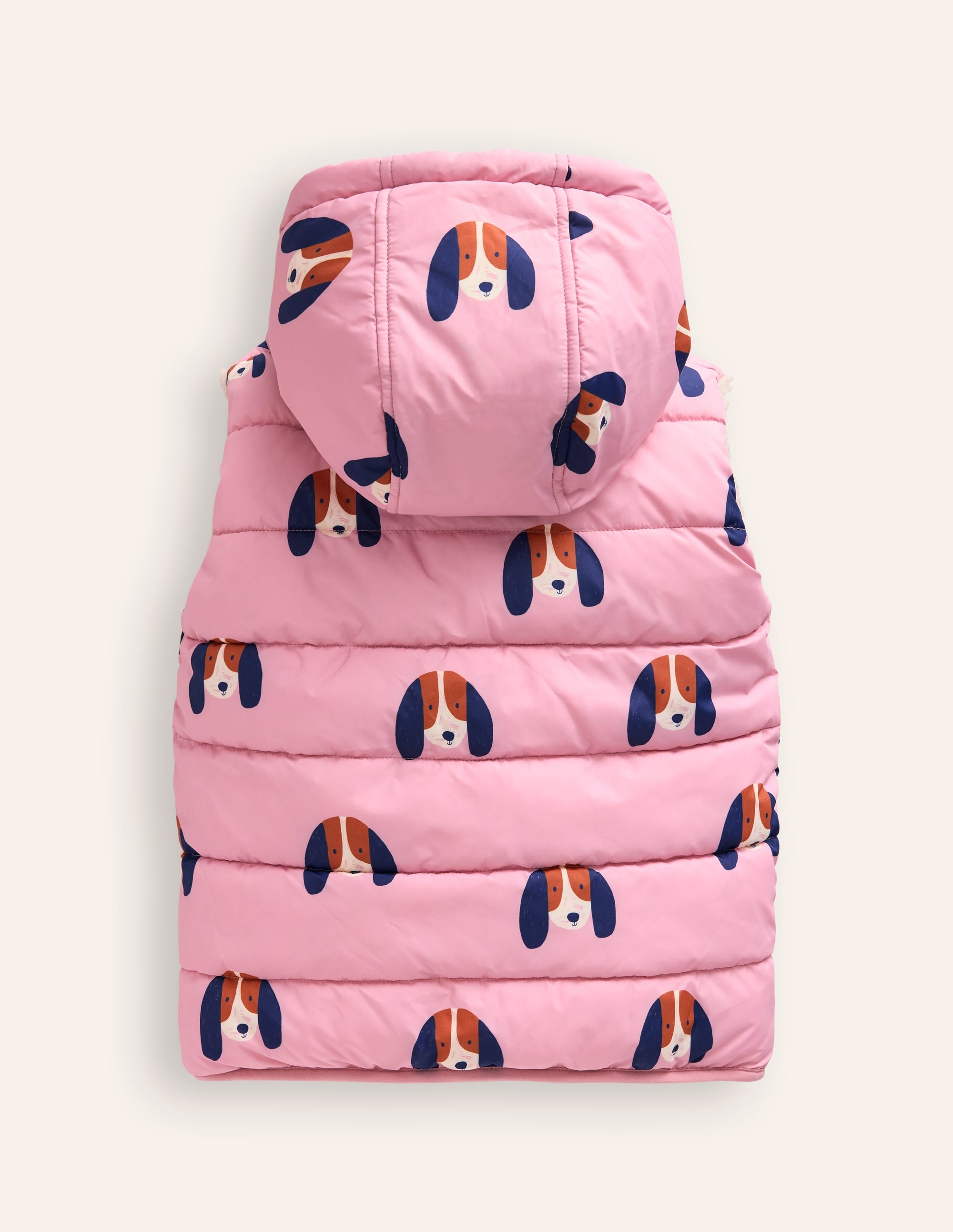 Borg Mix Reversible Gilet-Vintage Pink Pups - Image 4