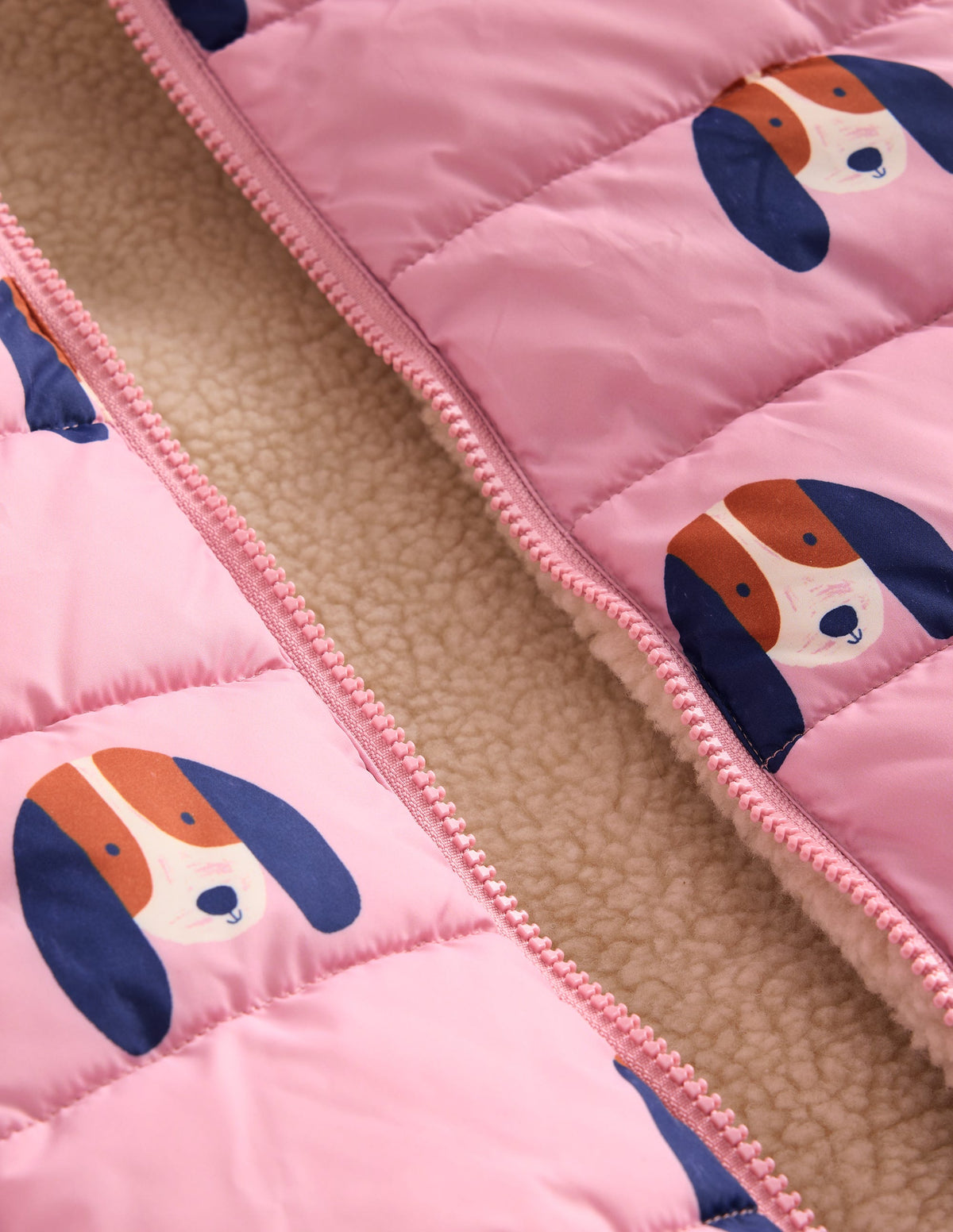 Borg Mix Reversible Gilet-Vintage Pink Pups - Image 5