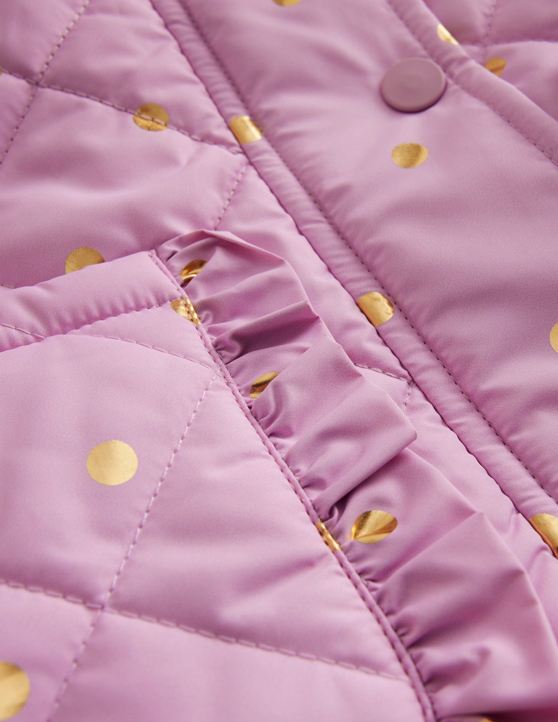 Pretty Quilted Coat-Soft Lavender Foil Spot-3