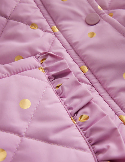 Pretty Quilted Coat-Soft Lavender Foil Spot-3