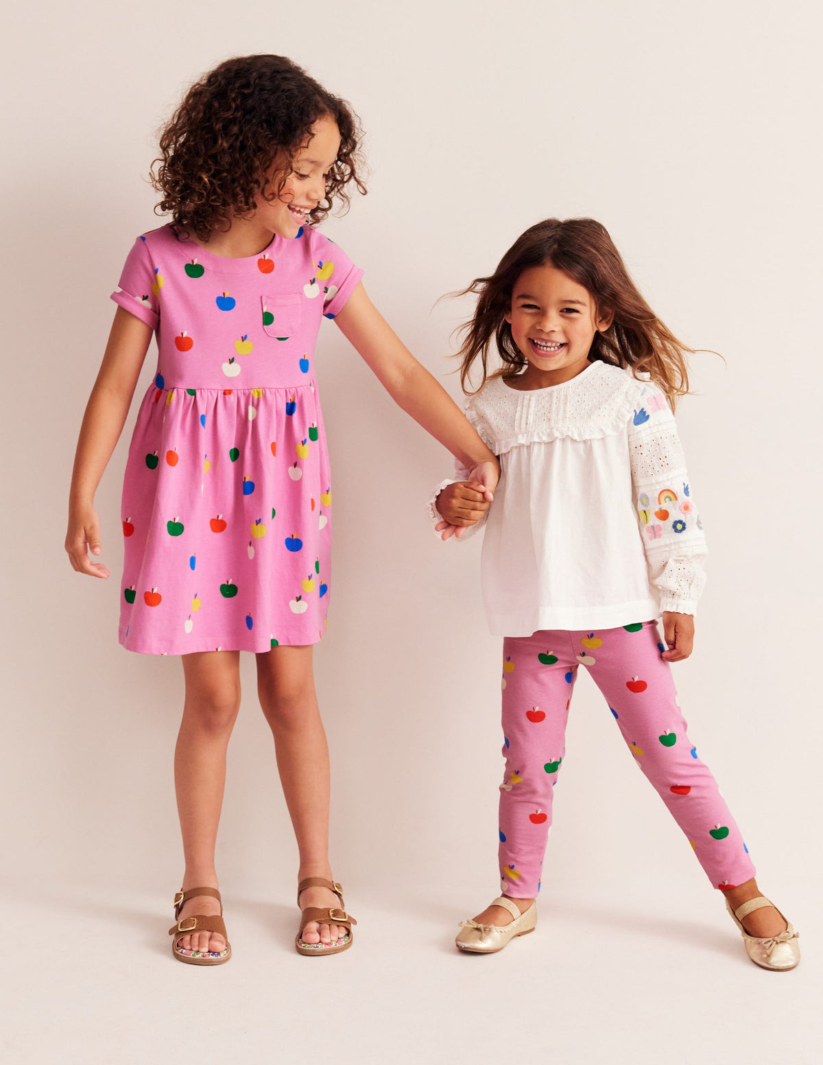 Everyday Fun Leggings-Vintage Mauve Rainbow Apples - Image 1