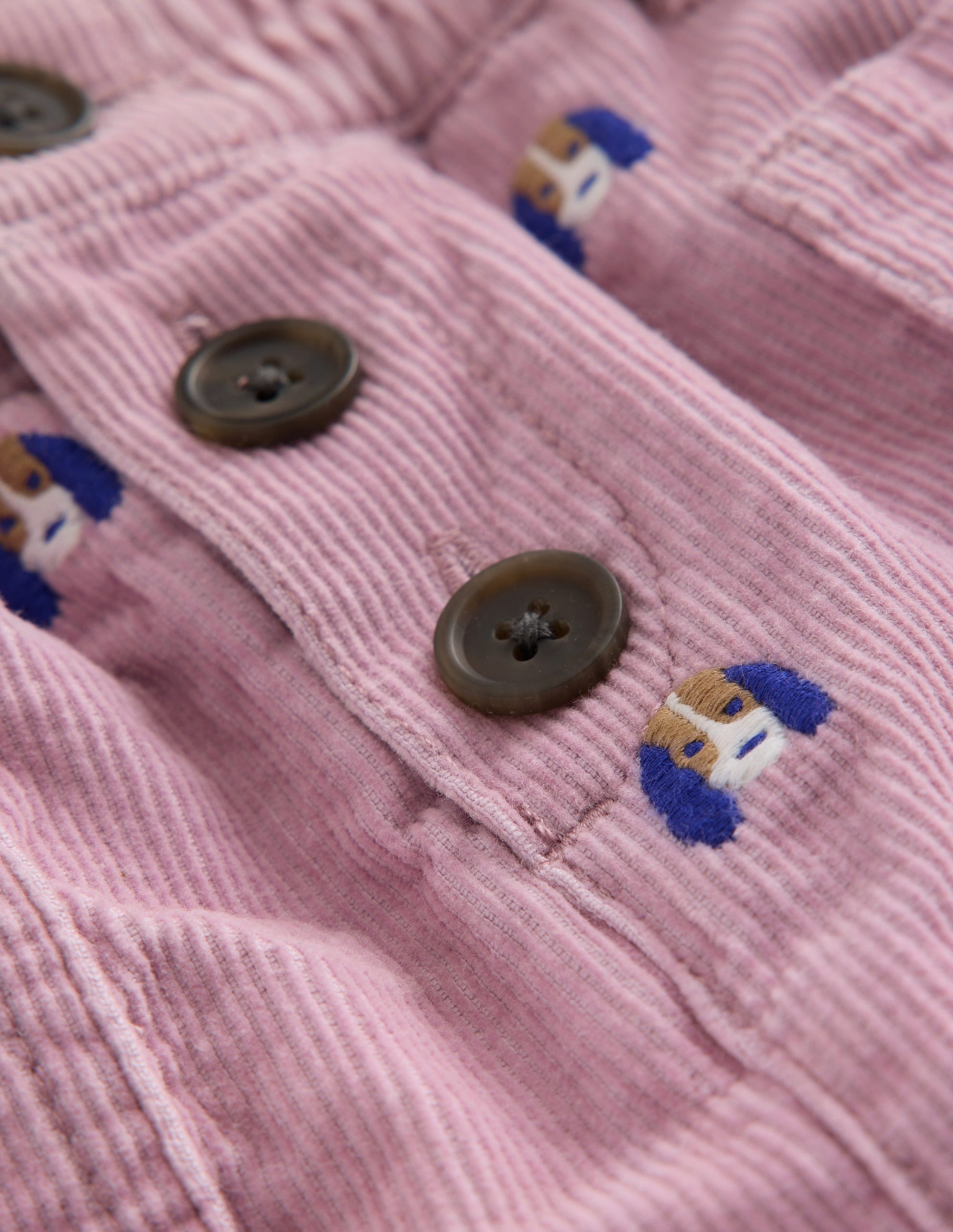 Button Pull-On Mini Skirt-Zephyr Pink Pup Embroidery-4