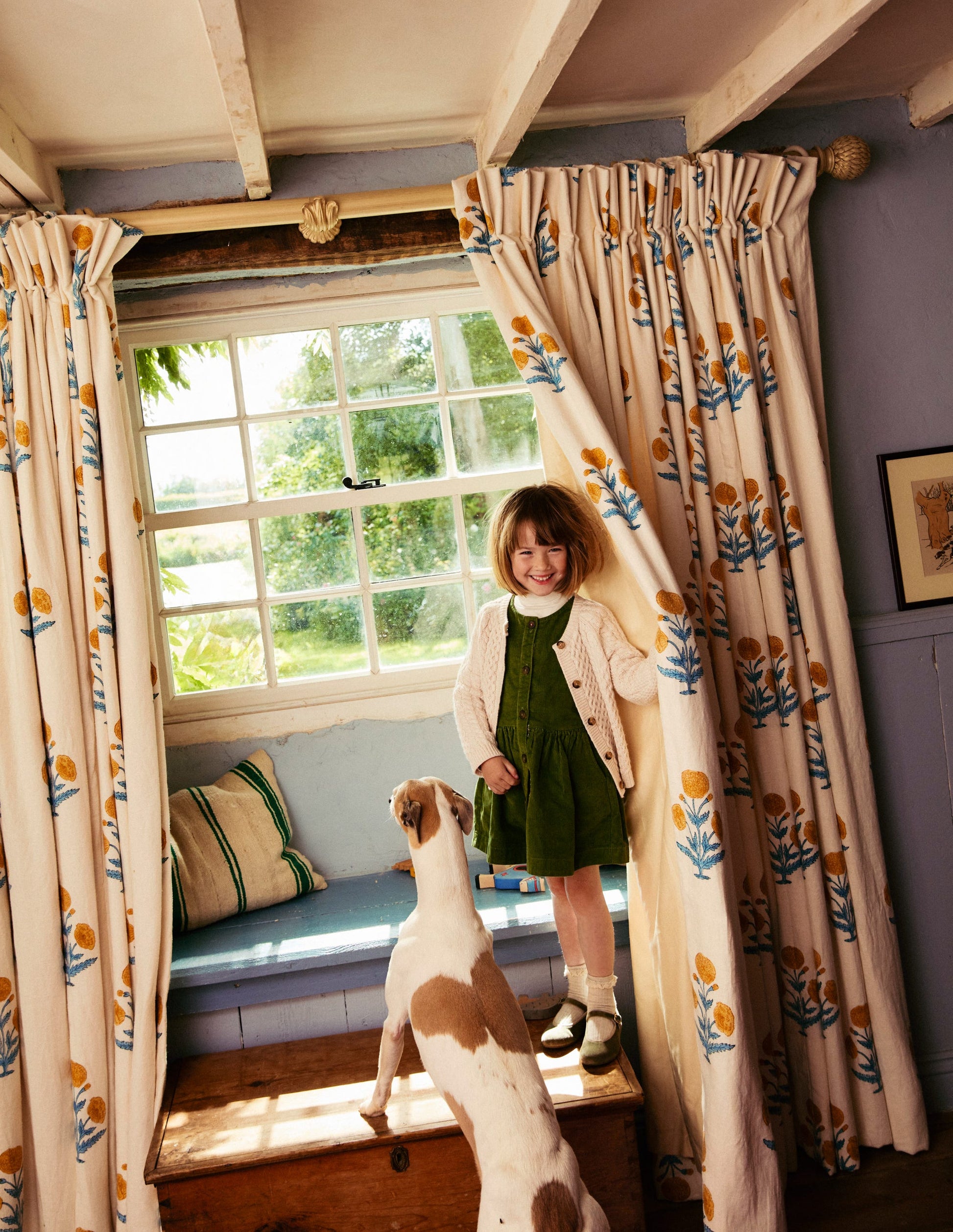 Button Through Pinafore Dress-Leaf Green Cord-4