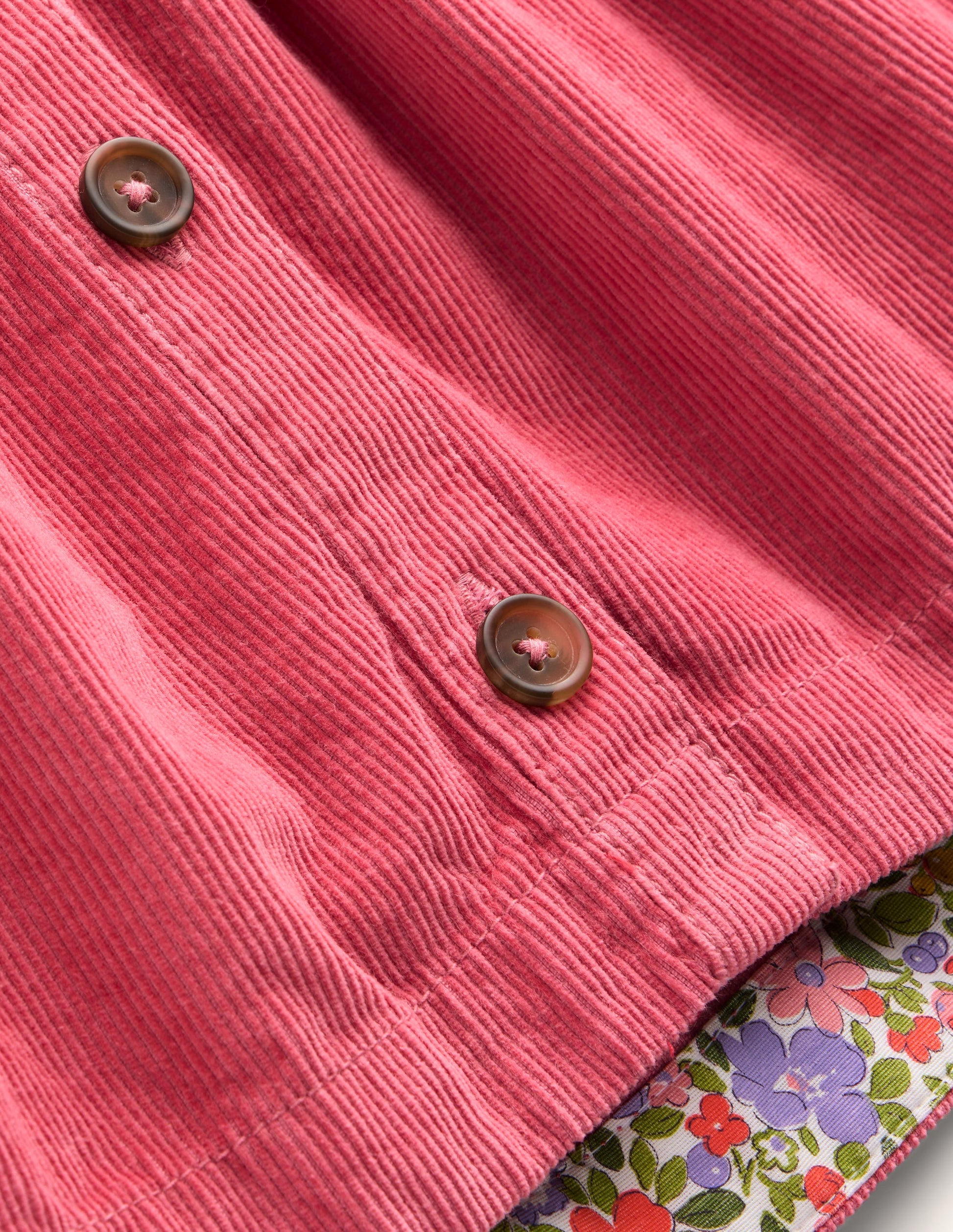 Button Through Pinafore Dress-Vintage Pink Cord-3