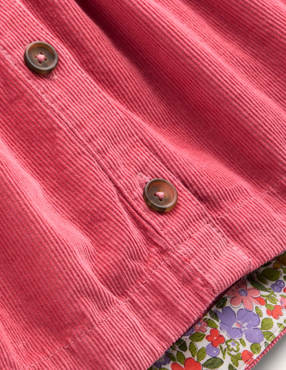 Button Through Pinafore Dress-Vintage Pink Cord-3